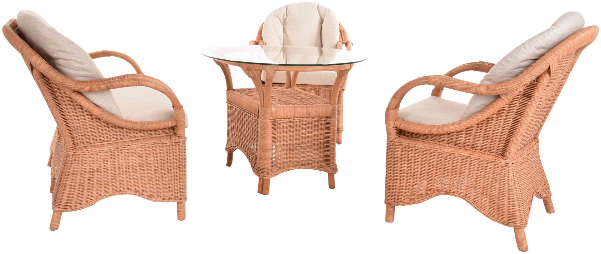 Komfortable Wintergartenmöbel Garnitur Riviera aus Rattan | Terracotta