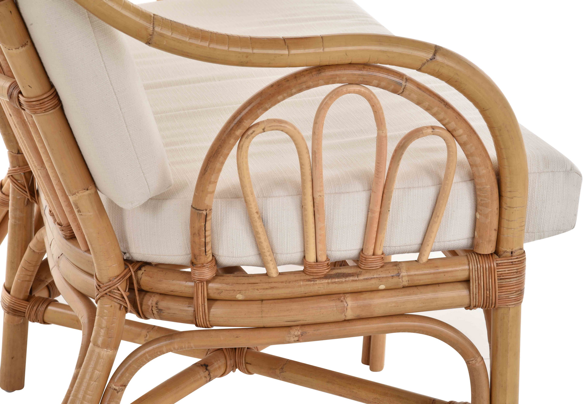 Rattan Sofa Manau 2-Sitzer Wohnzimmersofa mit beigen Polstern