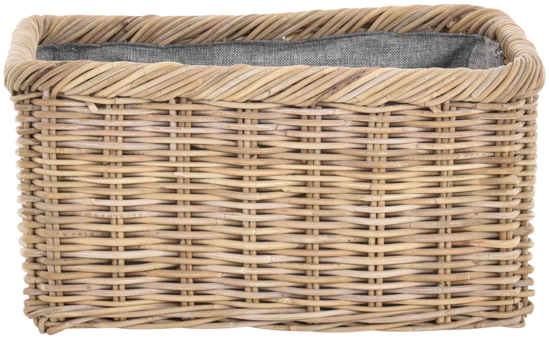 Geflochtener Tragekorb aus Rattan mit Stoff für Kaminholz & Aufbewahrung 60cm | Koobo Grau