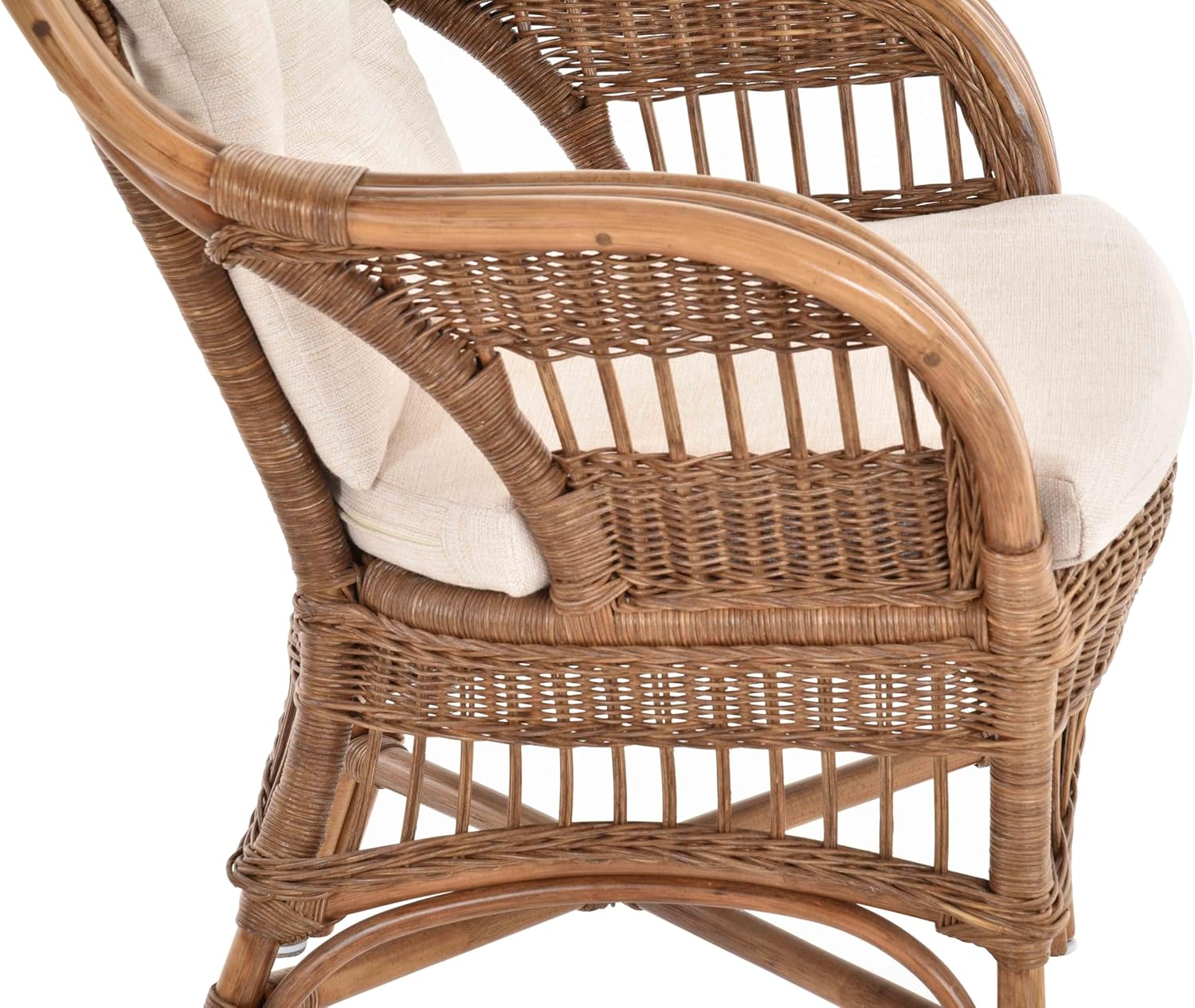 Moderner Korbsessel Finca aus Rattan mit hoher Lehne 2er Set | Hellbraun