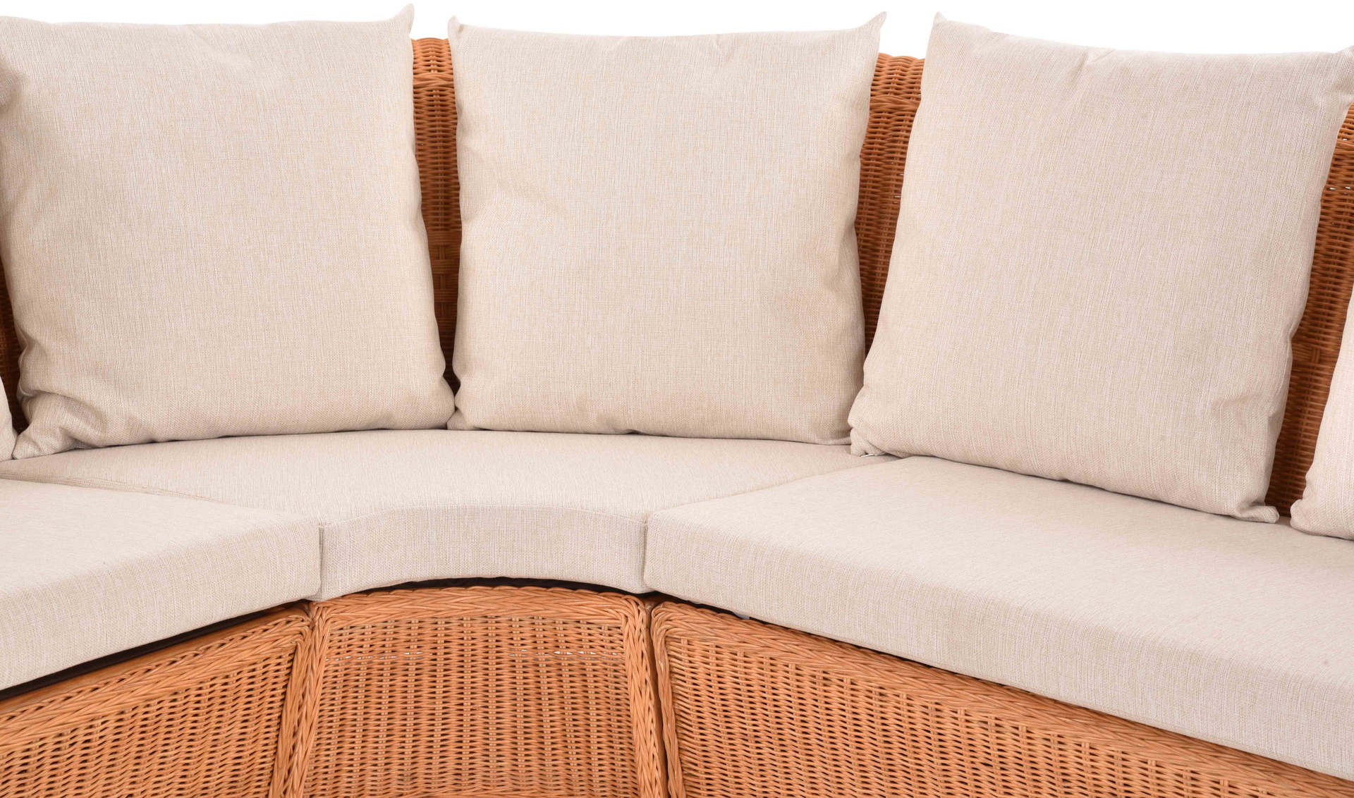 Elegantes Wohnzimmer Ecksofa St.Tropez 290 x 290cm aus Rattan | Terracotta