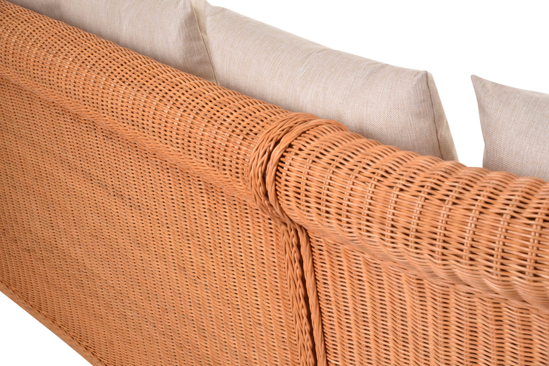 Elegantes Wohnzimmer Ecksofa St.Tropez 290 x 290cm aus Rattan | Terracotta