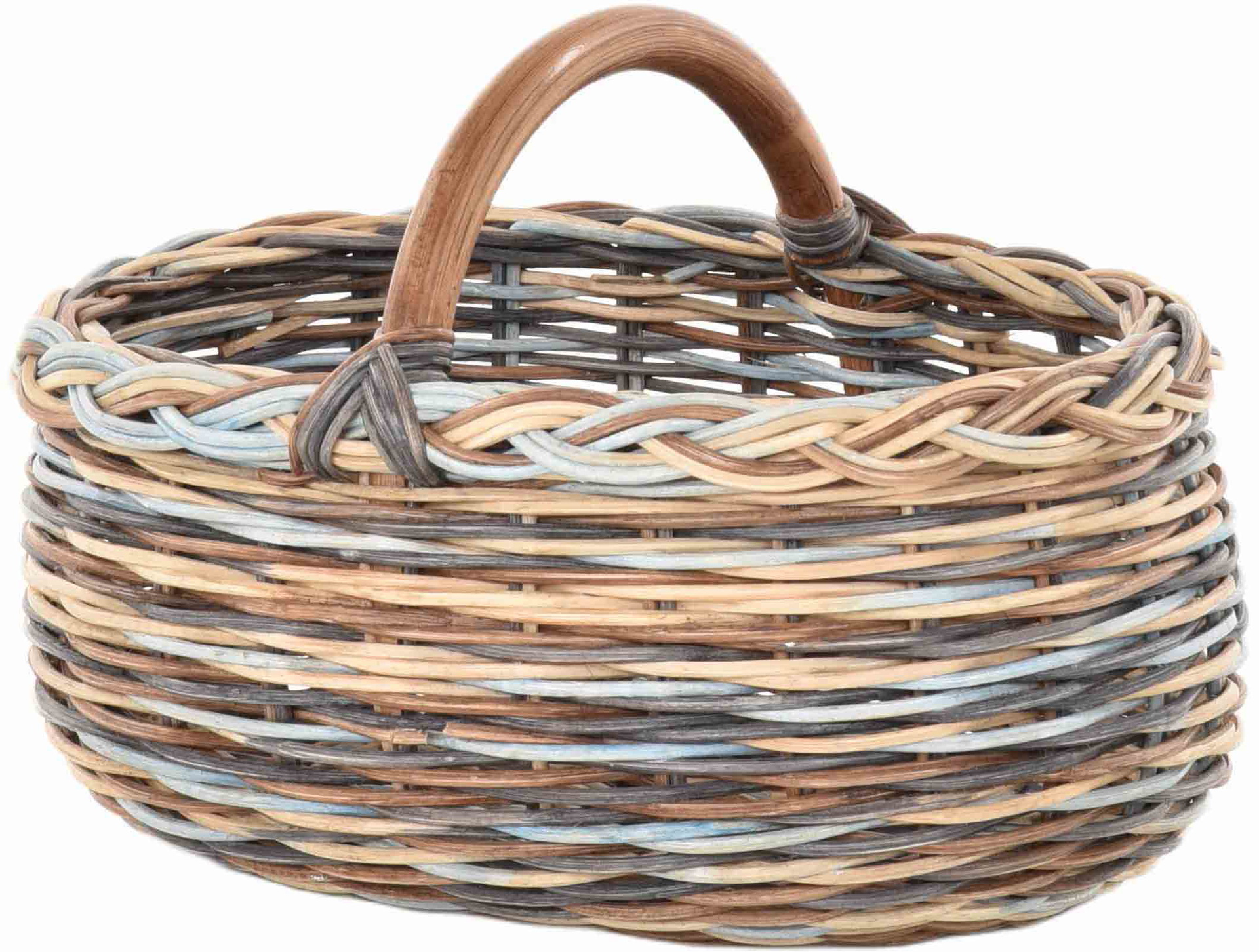 Henkelkorb - Einkaufskorb Oval aus Rattan geflochten | Multicolor