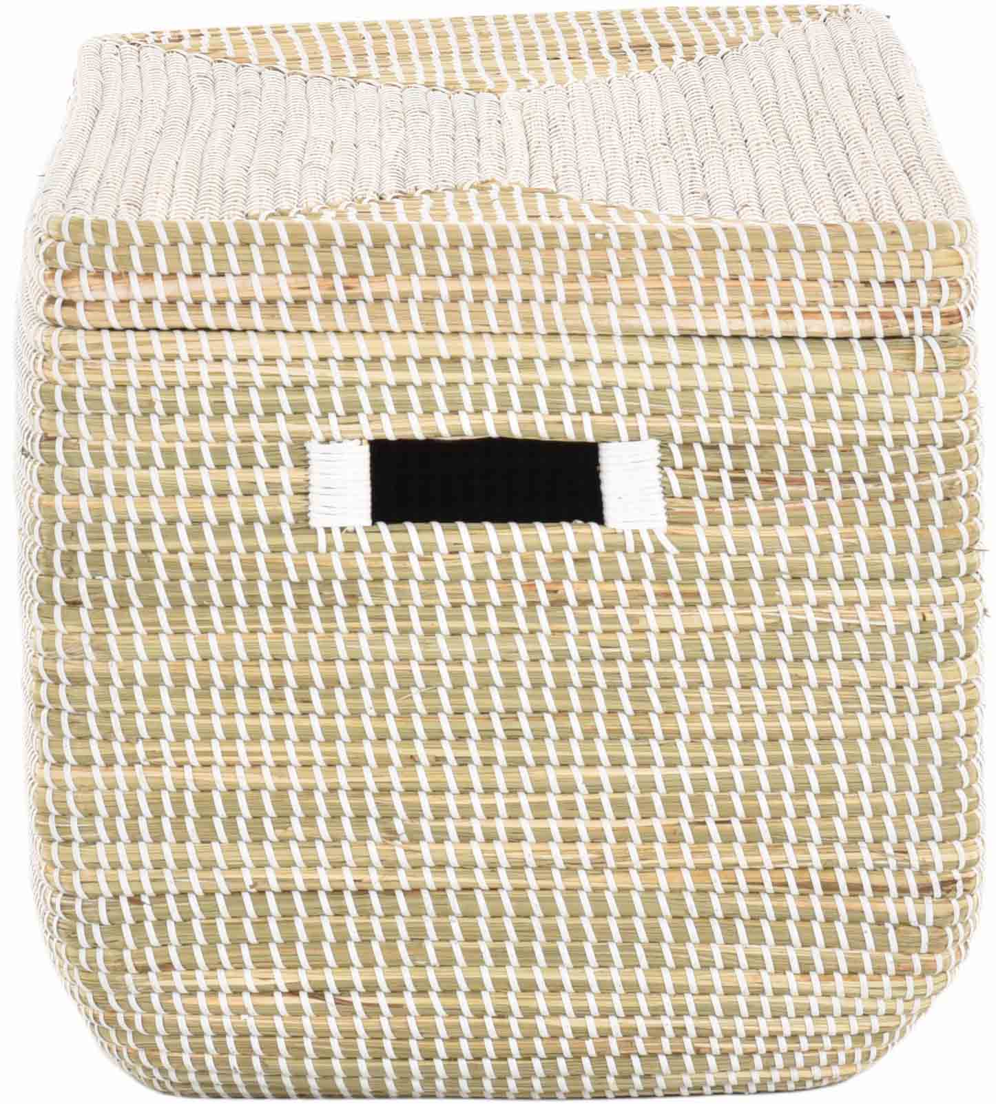 Große Aufbewahrungsbox mit Deckel aus Seegras  66x40x40cm | Natur