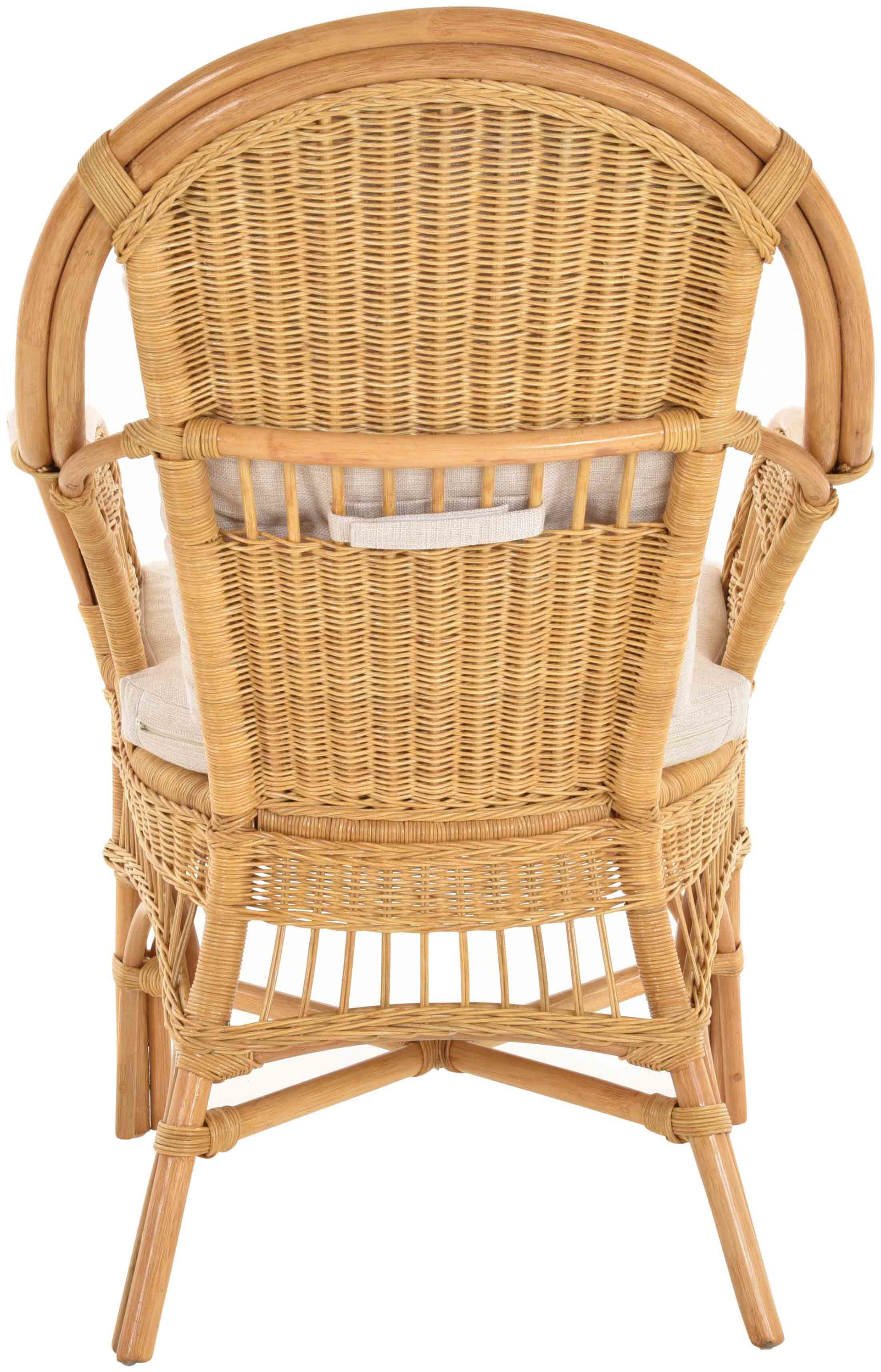 Moderner Korbsessel Finca aus Rattan mit hoher Lehne 2er Set | Honig