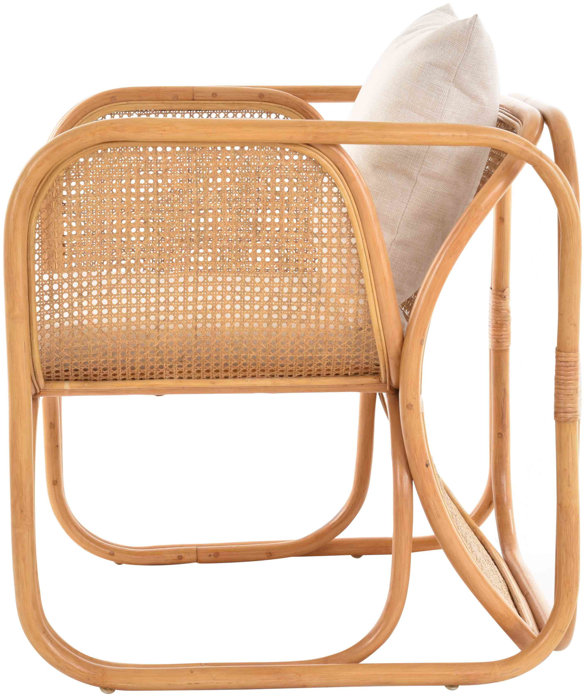 Rattan Wohnzimmerset Lounge Gruppe Natur mit Wiener Geflecht für 4 Personen | Honig