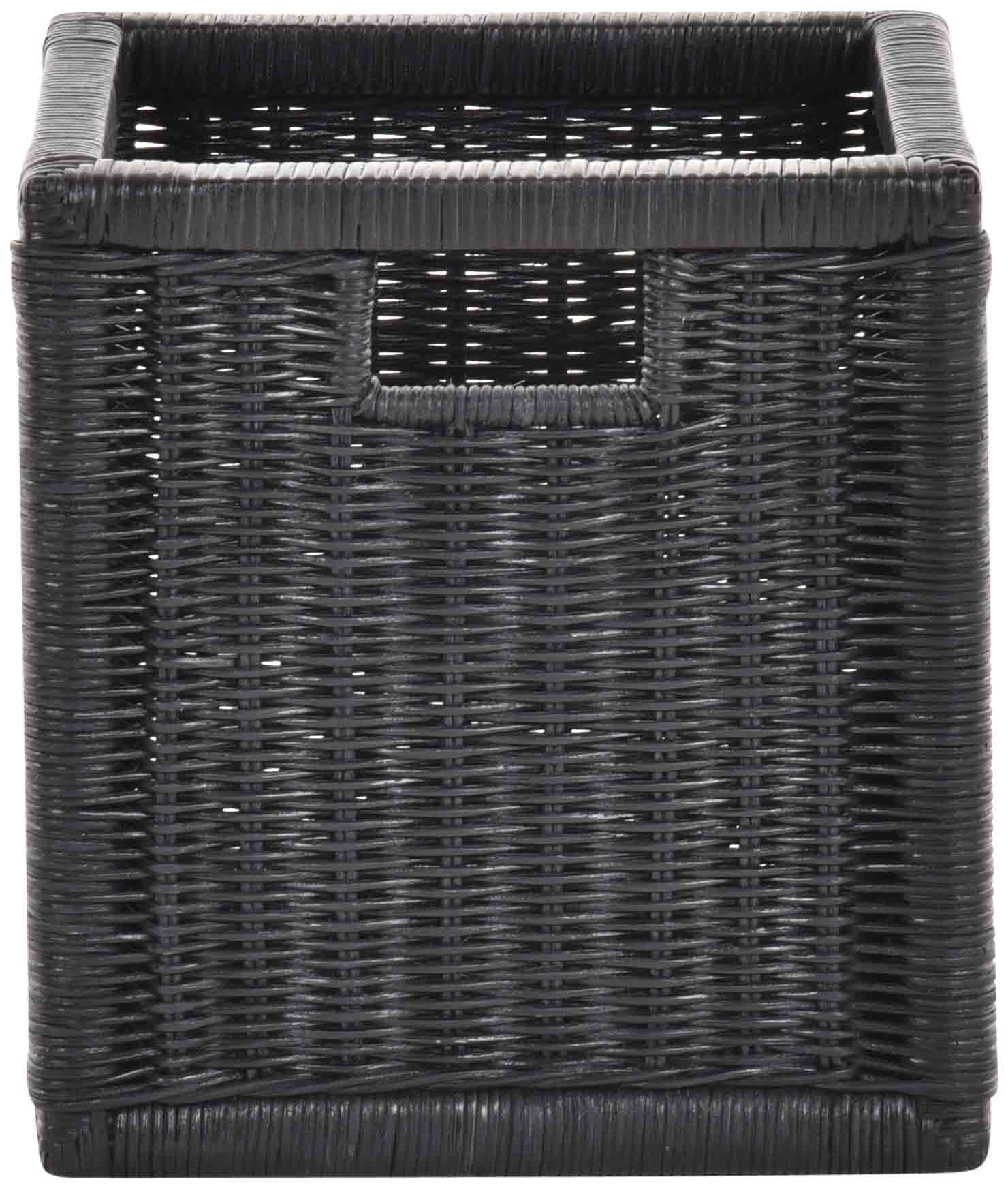 Quadratischer Regal-Korb aus Rattan 2er Set Schwarz