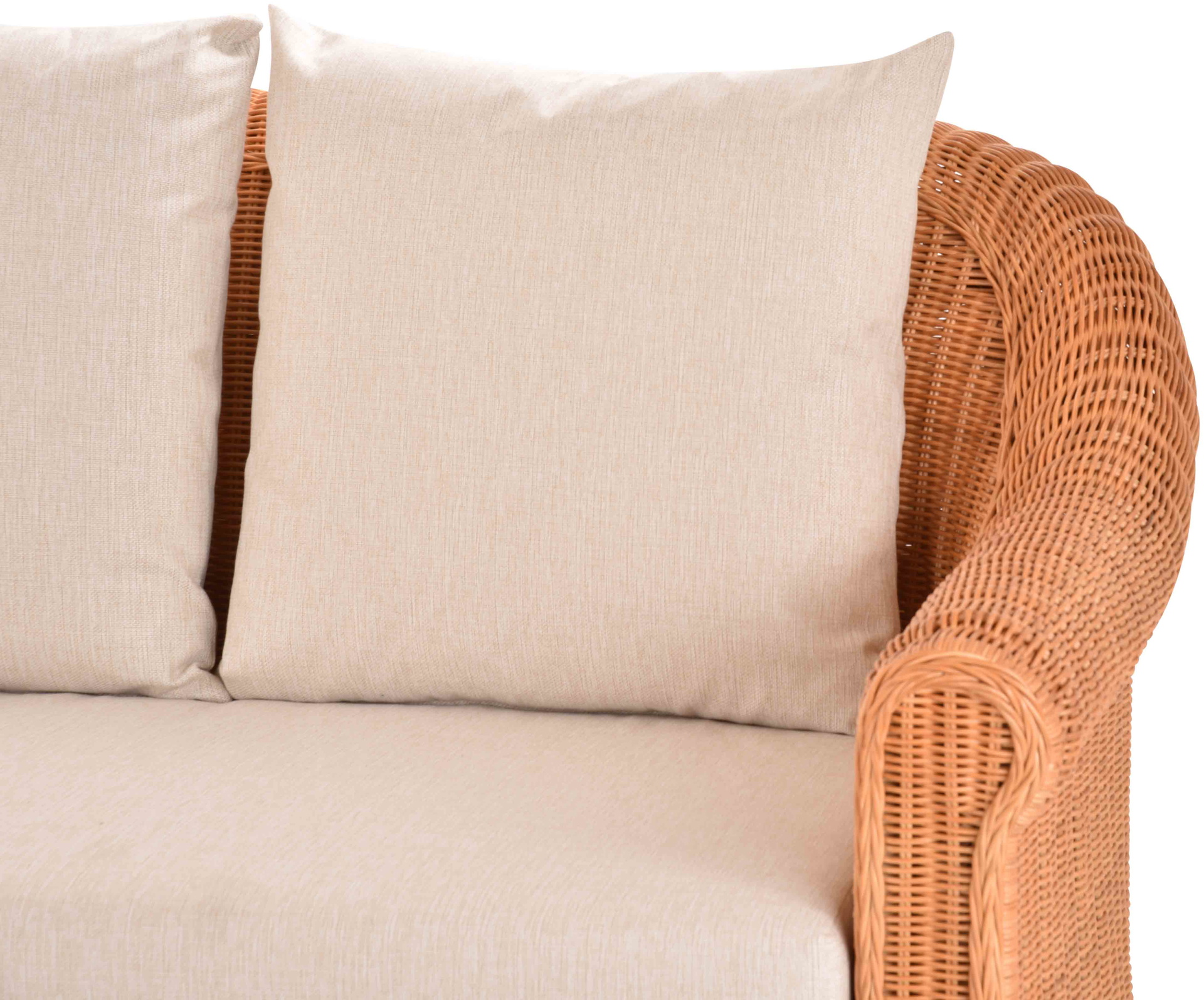Elegantes Wohnzimmer Ecksofa St.Tropez 290 x 290cm aus Rattan | Terracotta
