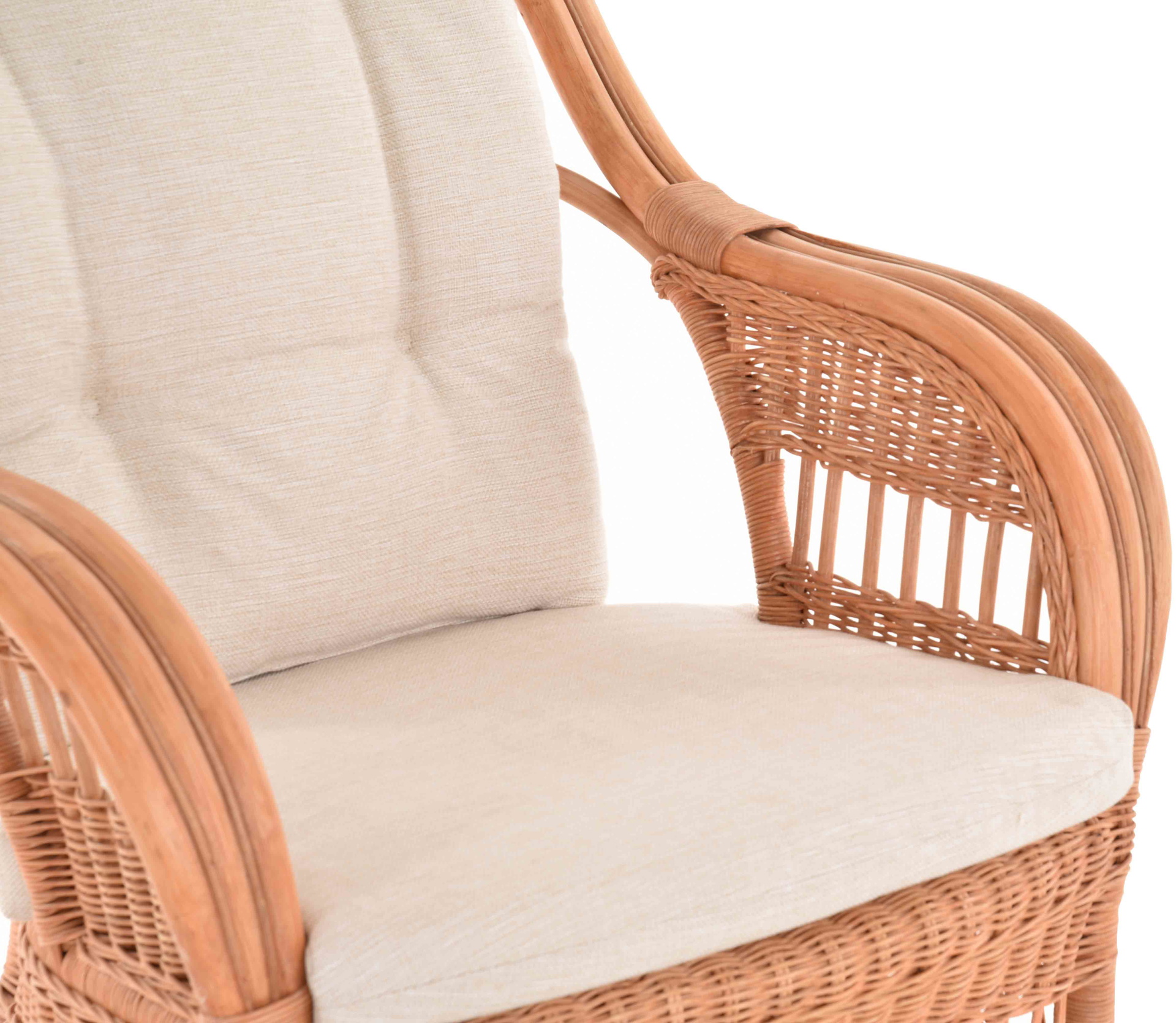 Moderner Korbsessel Finca aus Rattan mit hoher Lehne 2er Set | Terracotta