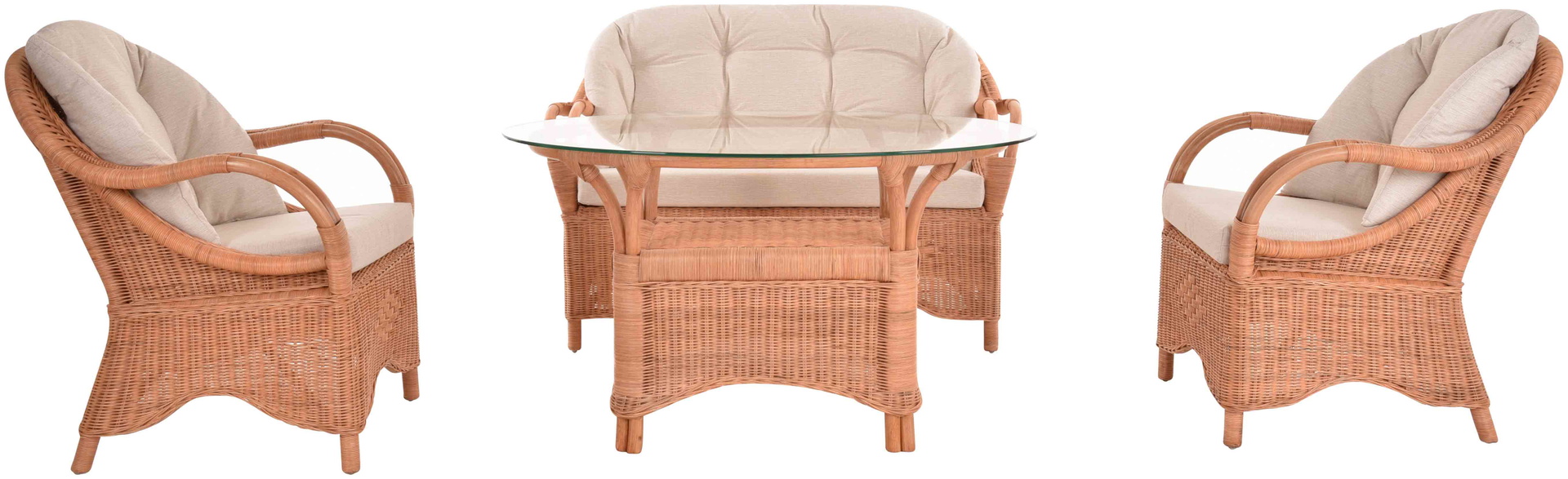 Komfortable Wintergartenmöbel Garnitur Riviera aus Rattan | Terracotta
