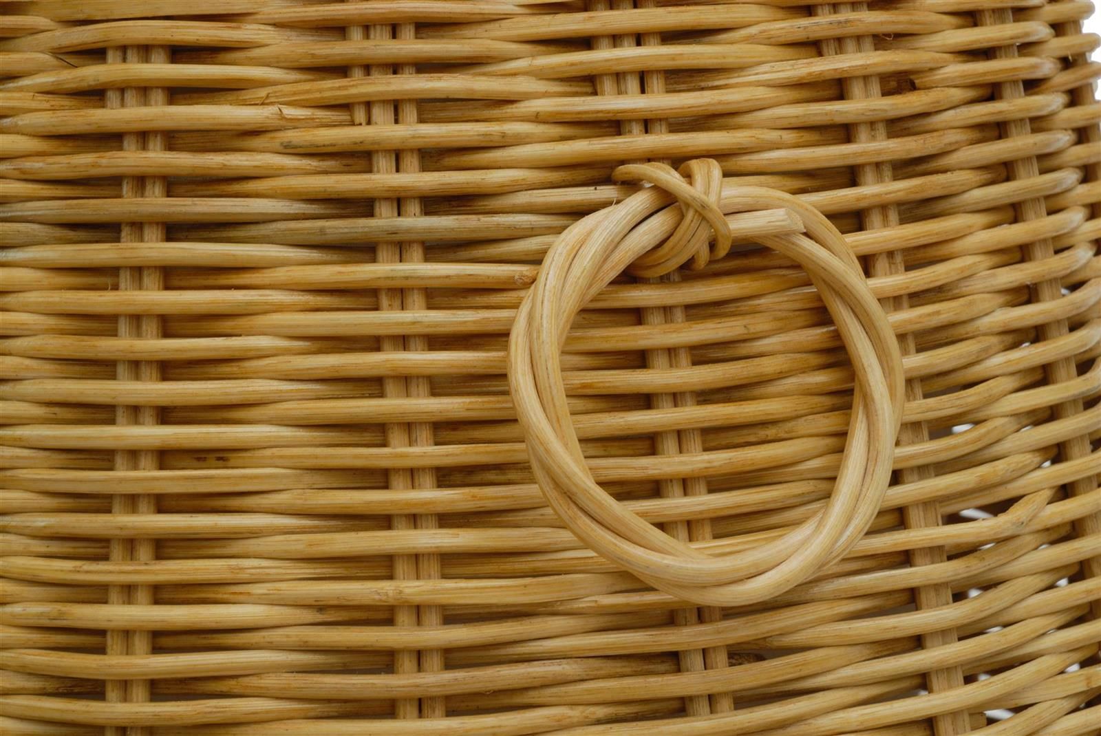 Runder Wäschekorb mit Deckel in Tonnenform Ø50cm aus Rattan mit Stoffinlett | Honig