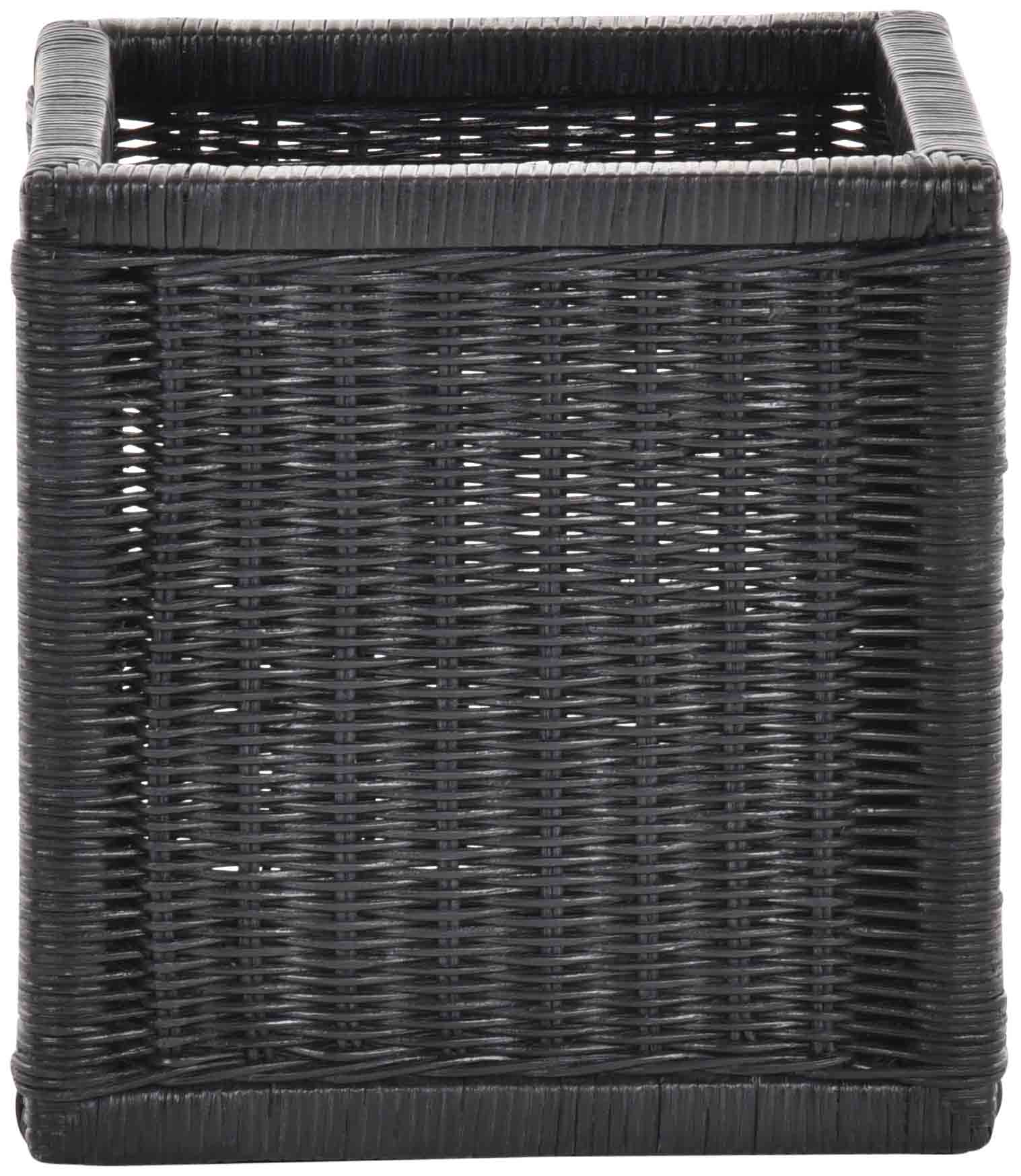 Quadratischer Regal-Korb aus Rattan 2er Set Schwarz