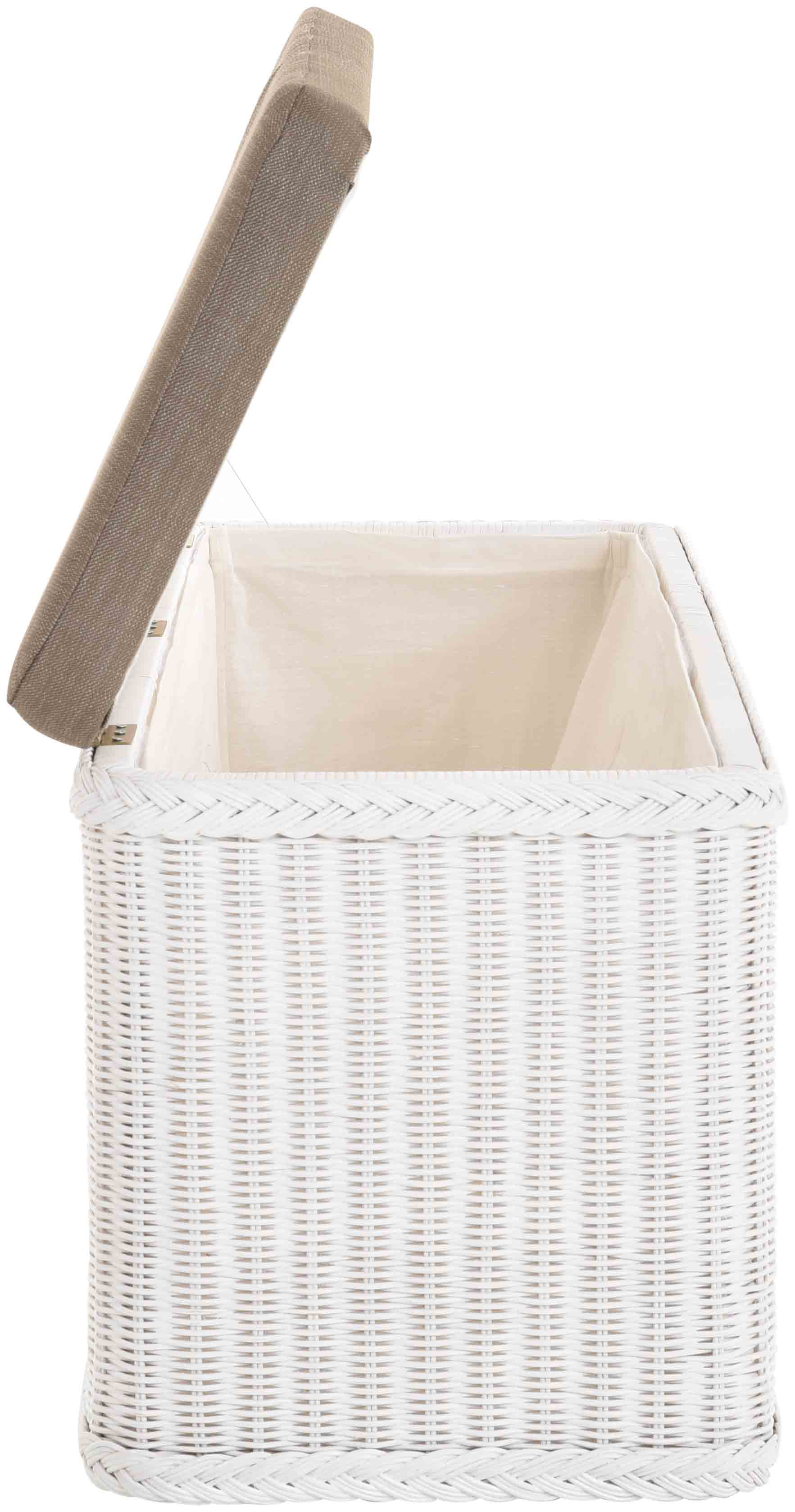 Große Rattan Sitztruhe mit Stauraum | Weiss