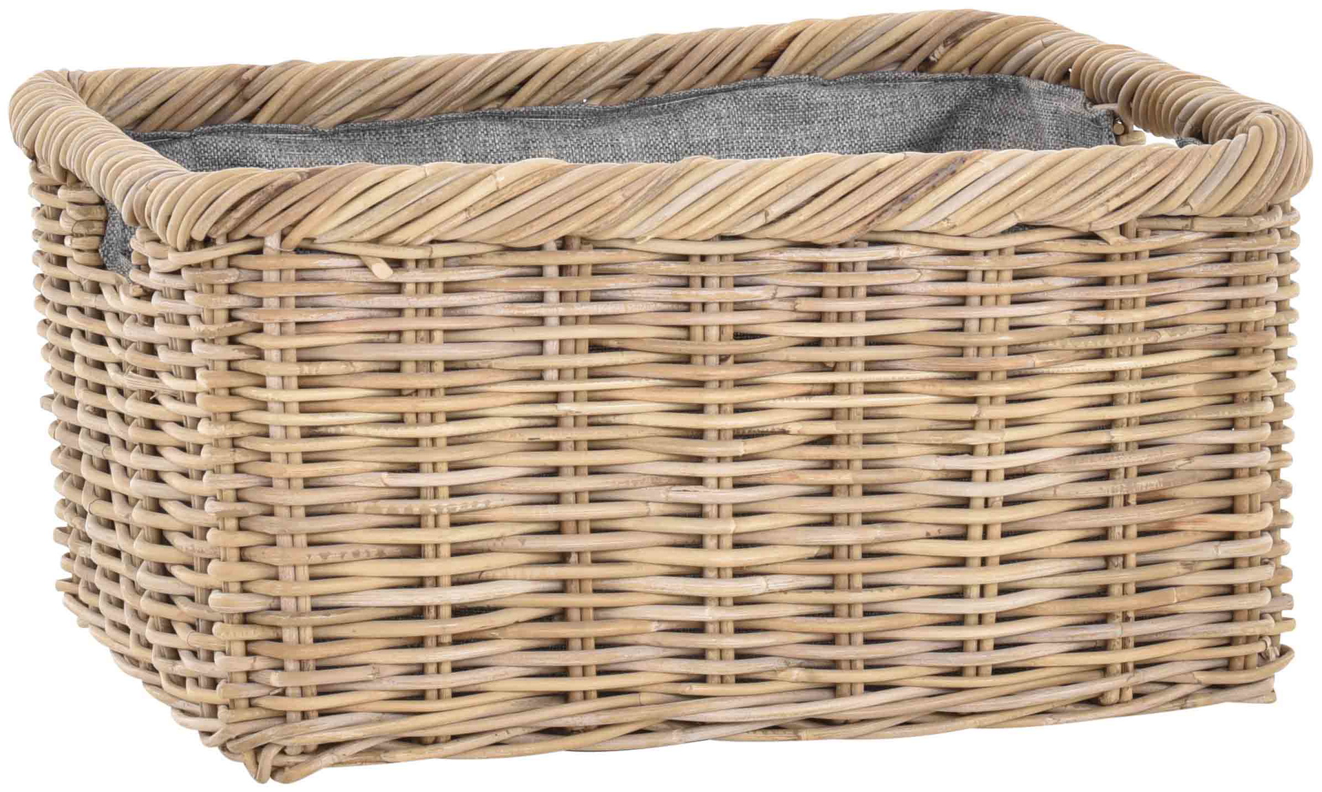 Geflochtener Tragekorb aus Rattan mit Stoff für Kaminholz & Aufbewahrung 60cm | Koobo Grau