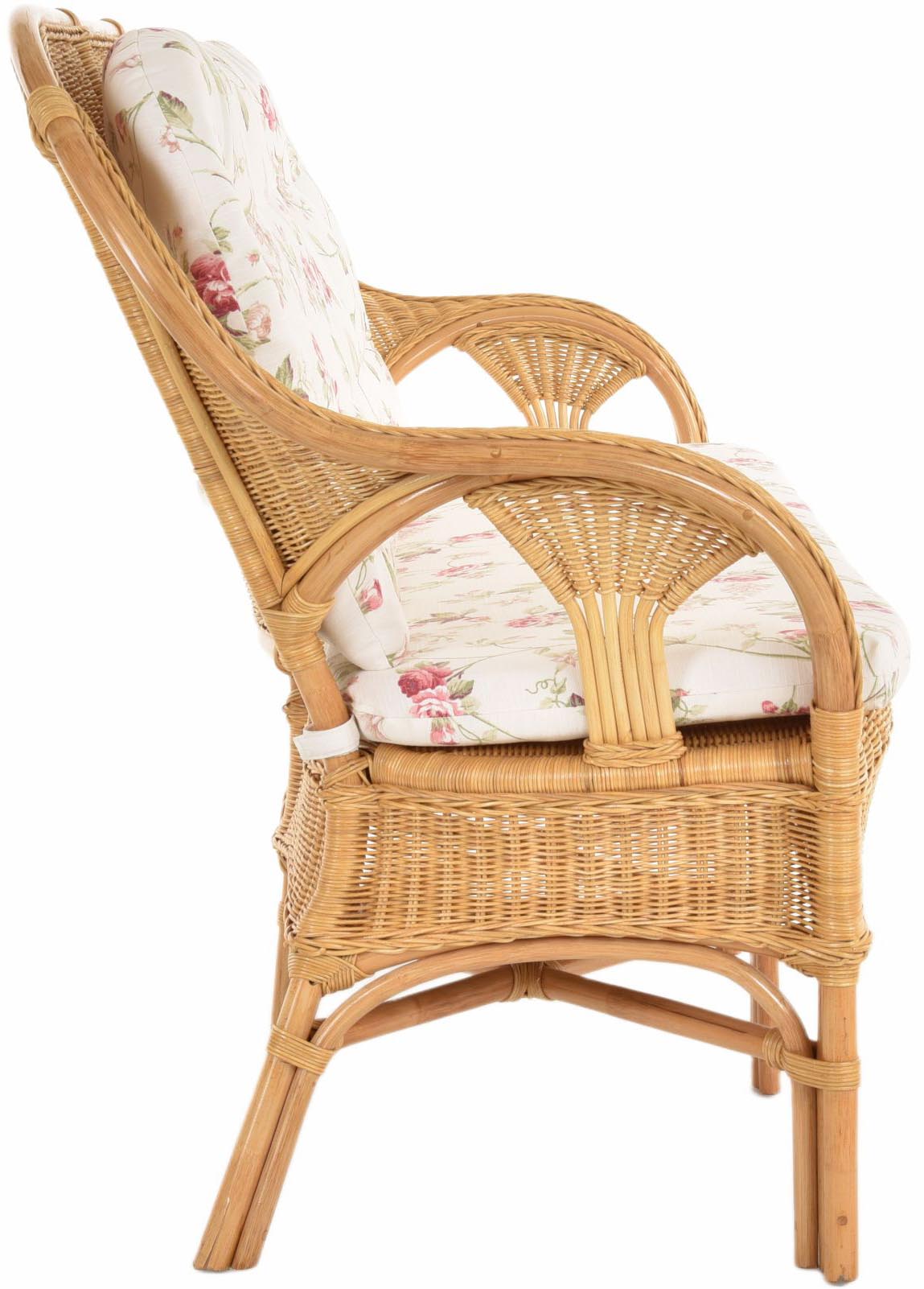Komfort Esszimmer Sitzbank 3-Sitzer Palma aus Rattan mit Kissen | Honig