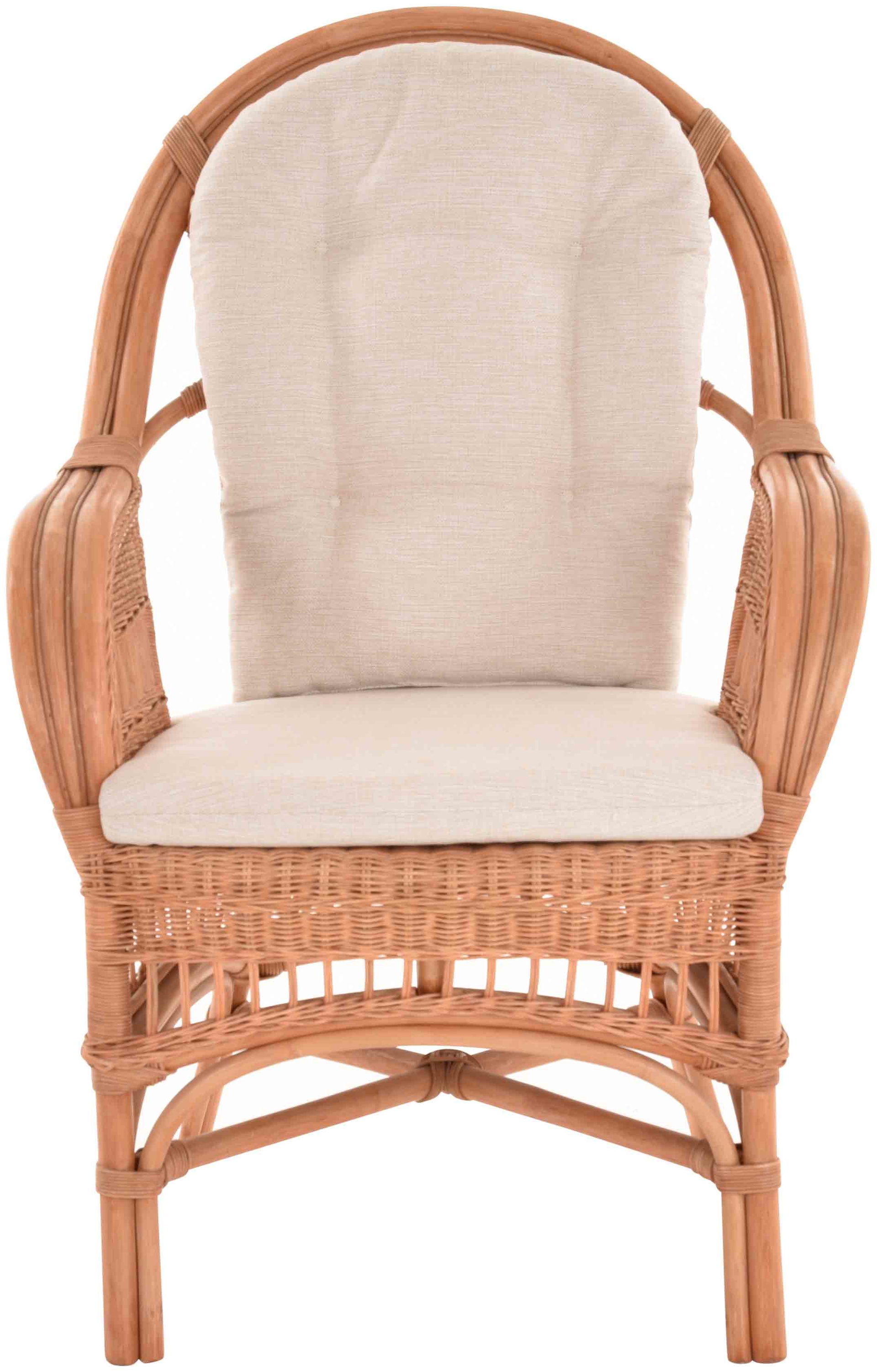 Moderner Korbsessel Finca aus Rattan mit hoher Lehne 2er Set | Terracotta