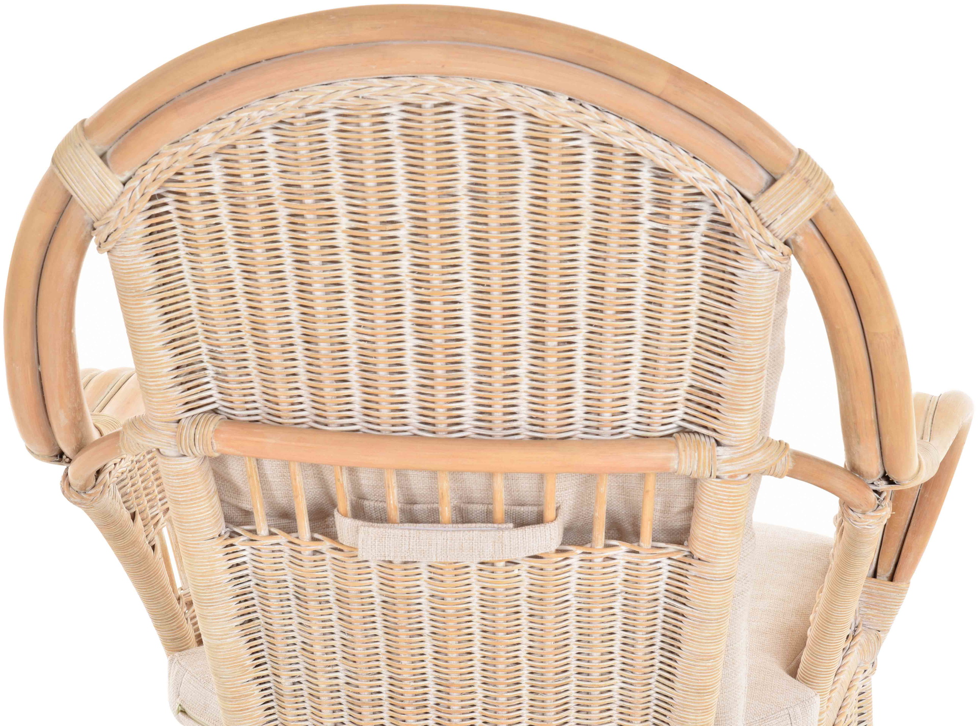 Moderner Korbsessel Finca aus Rattan mit hoher Lehne 2er Set | Vintage Weiß