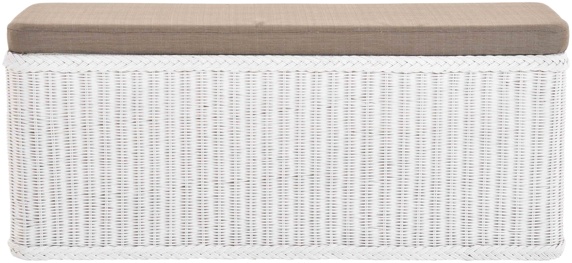 Große Rattan Sitztruhe mit Stauraum | Weiss