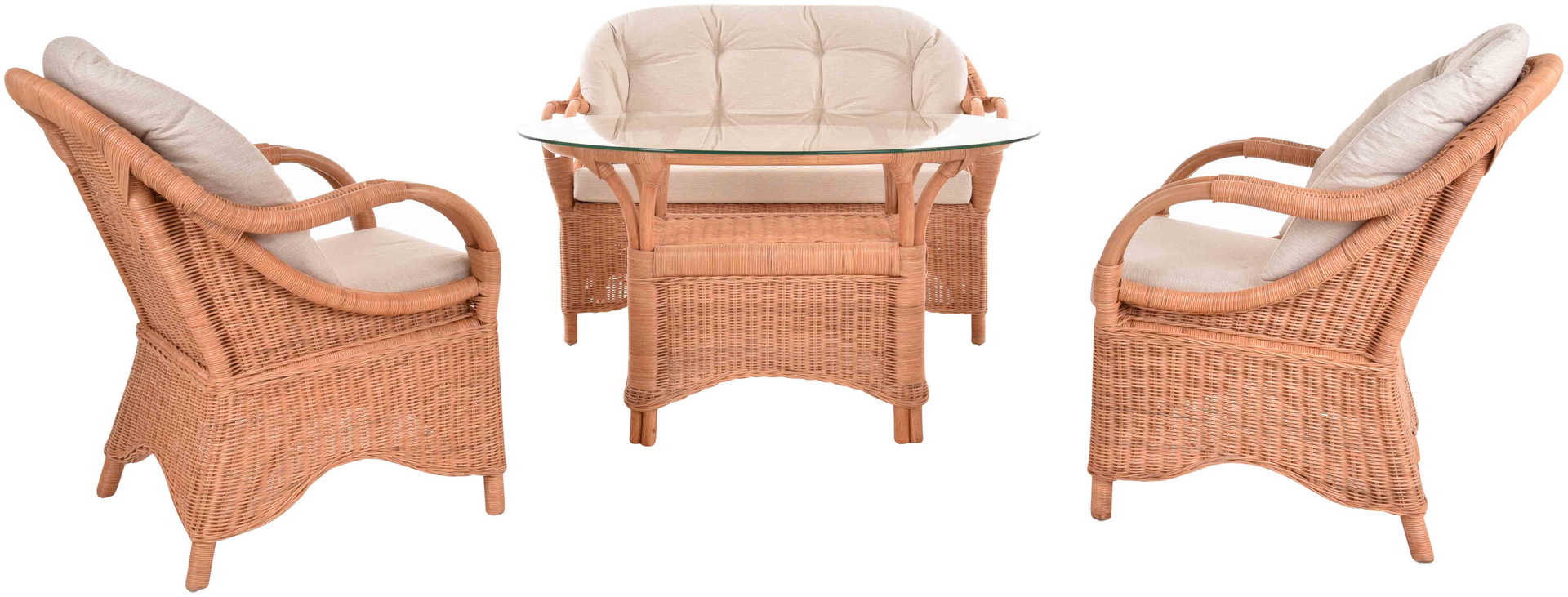 Komfortable Wintergartenmöbel Garnitur Riviera aus Rattan | Terracotta