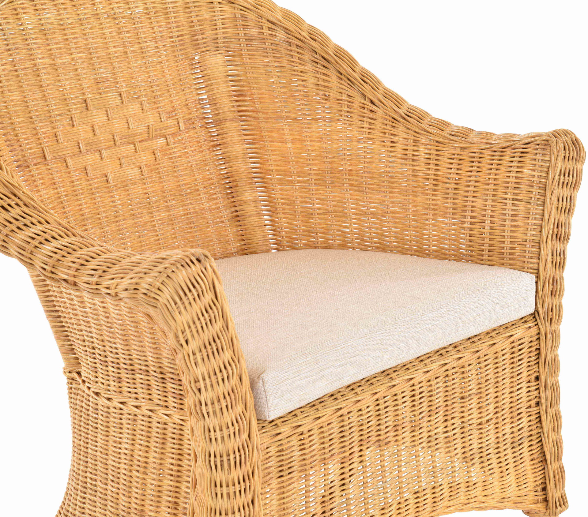 Geflochtener Korbsessel Primavera aus Rattan für Wintergarten & Esszimmer 2er Set | Honig