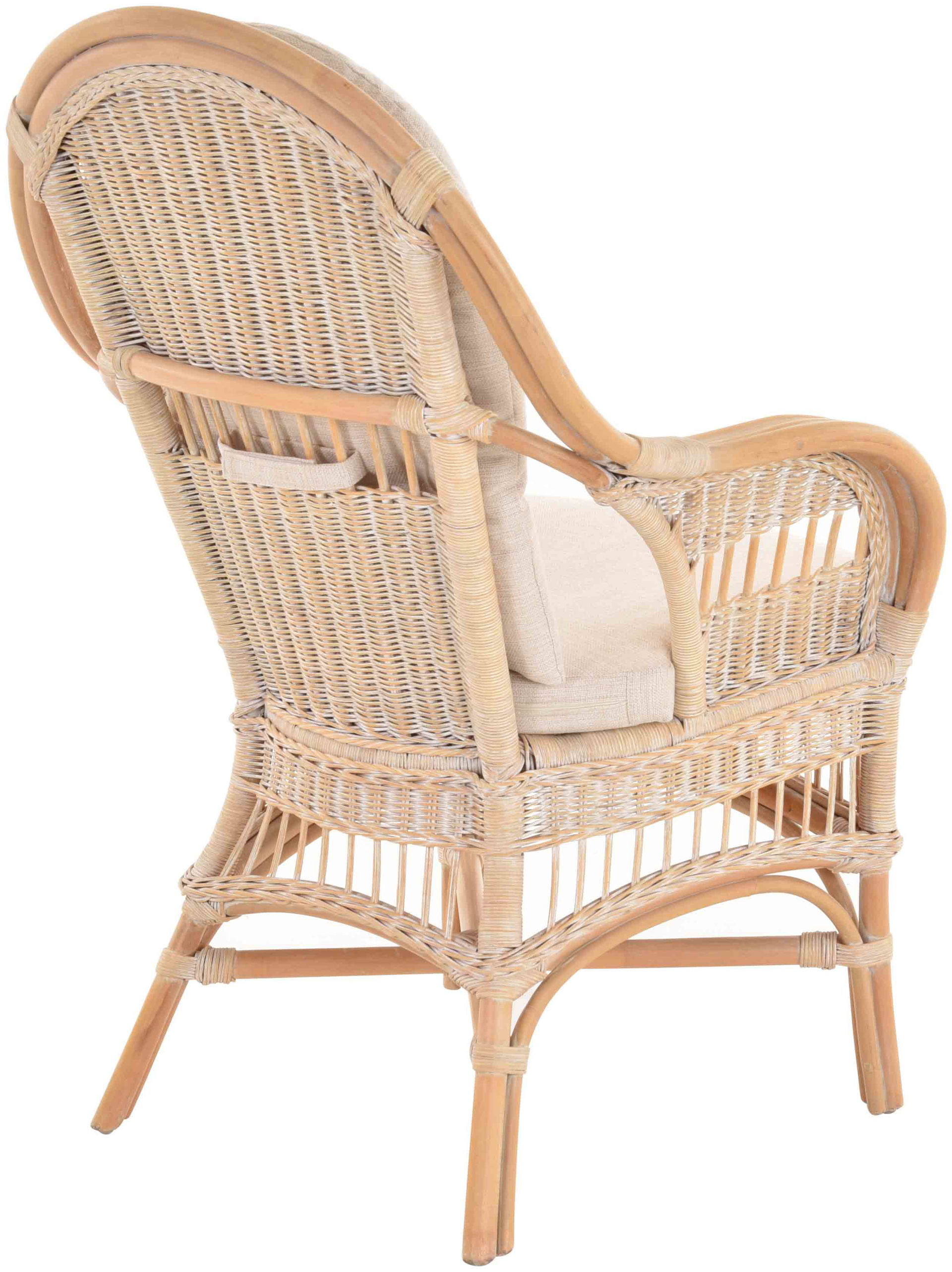 Moderner Korbsessel Finca aus Rattan mit hoher Lehne 2er Set | Vintage Weiß