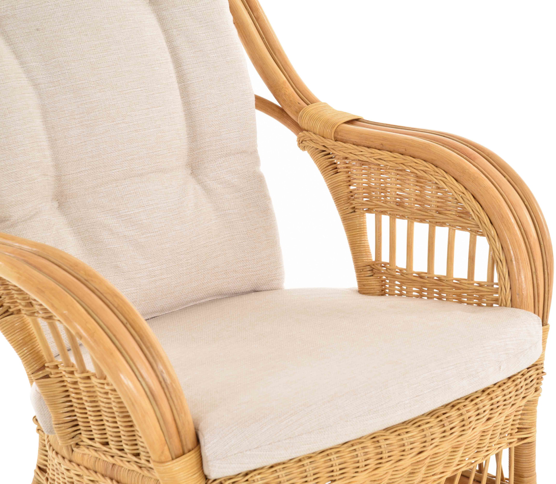 Moderner Korbsessel Finca aus Rattan mit hoher Lehne 2er Set | Honig