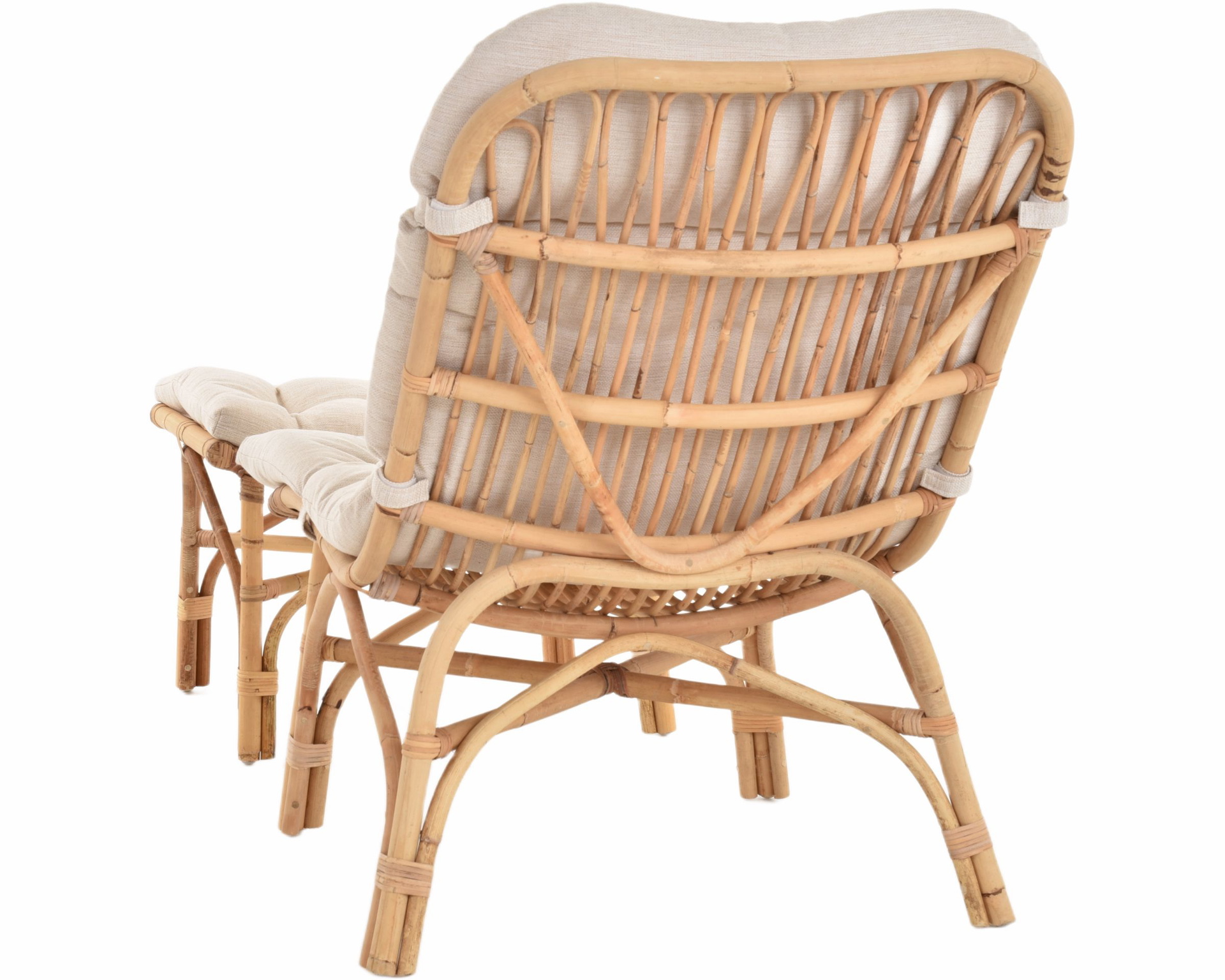 Loungestuhl mit Hocker Pai aus Natur Rattan | Manau