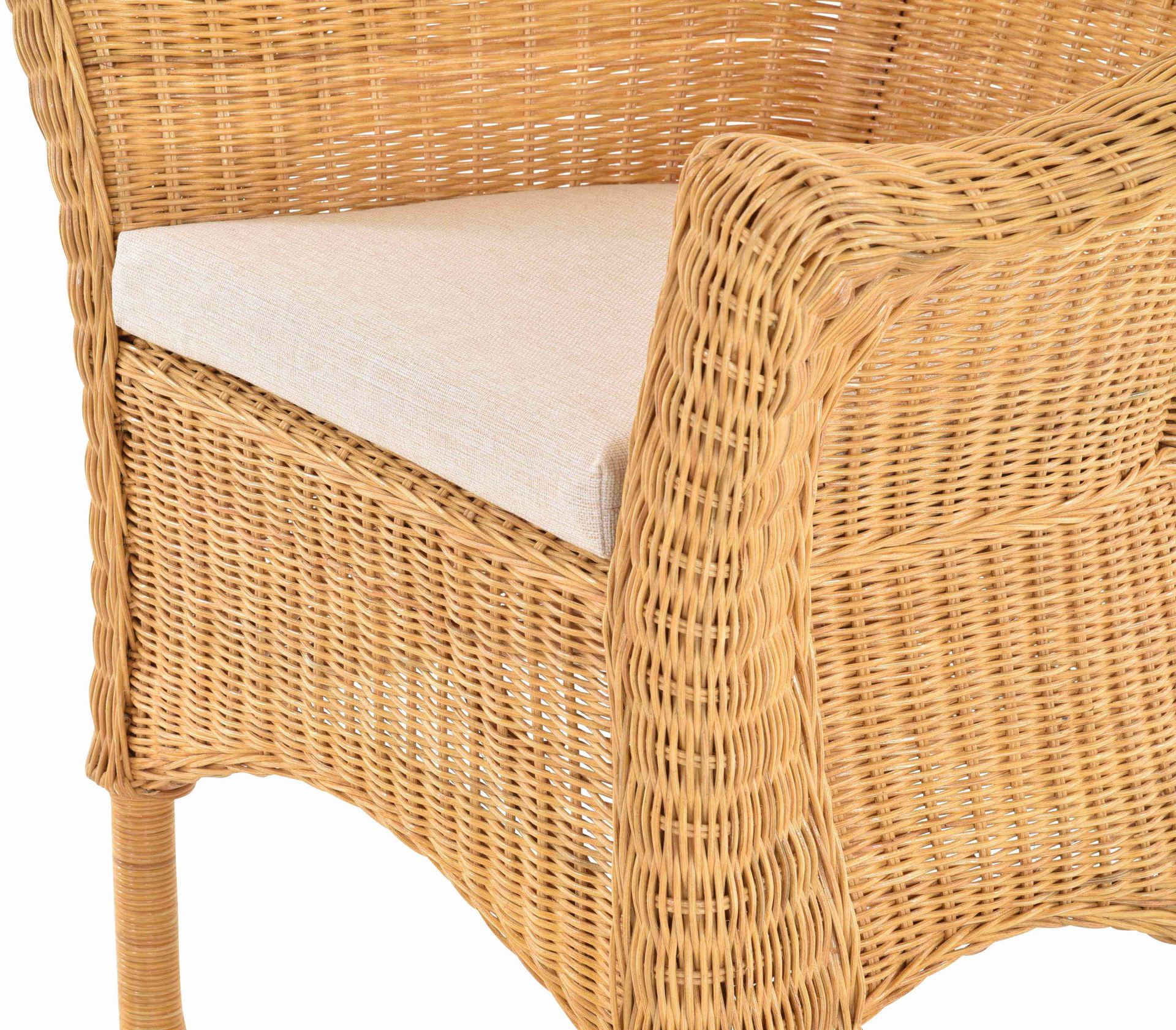 Geflochtener Korbsessel Primavera aus Rattan für Wintergarten & Esszimmer 2er Set | Honig