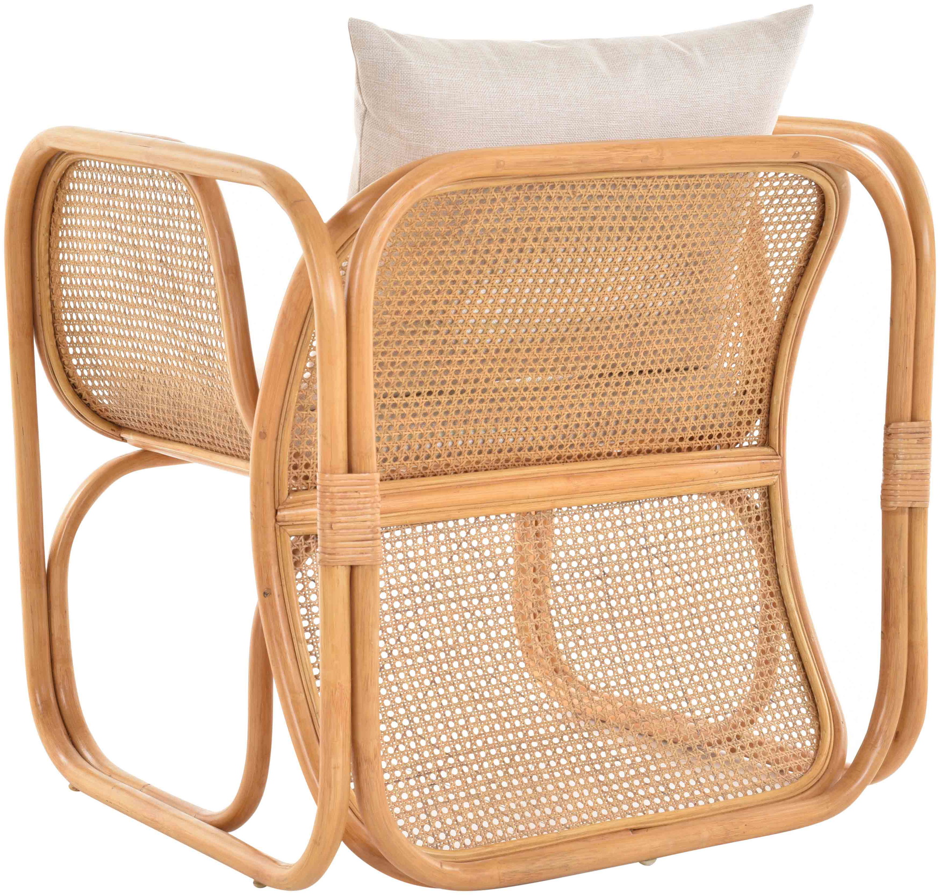 Rattan Wohnzimmerset Lounge Gruppe Natur mit Wiener Geflecht für 4 Personen | Honig
