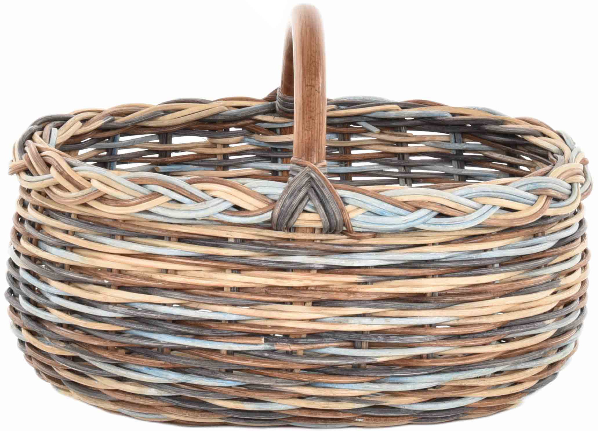 Henkelkorb - Einkaufskorb Oval aus Rattan geflochten | Multicolor