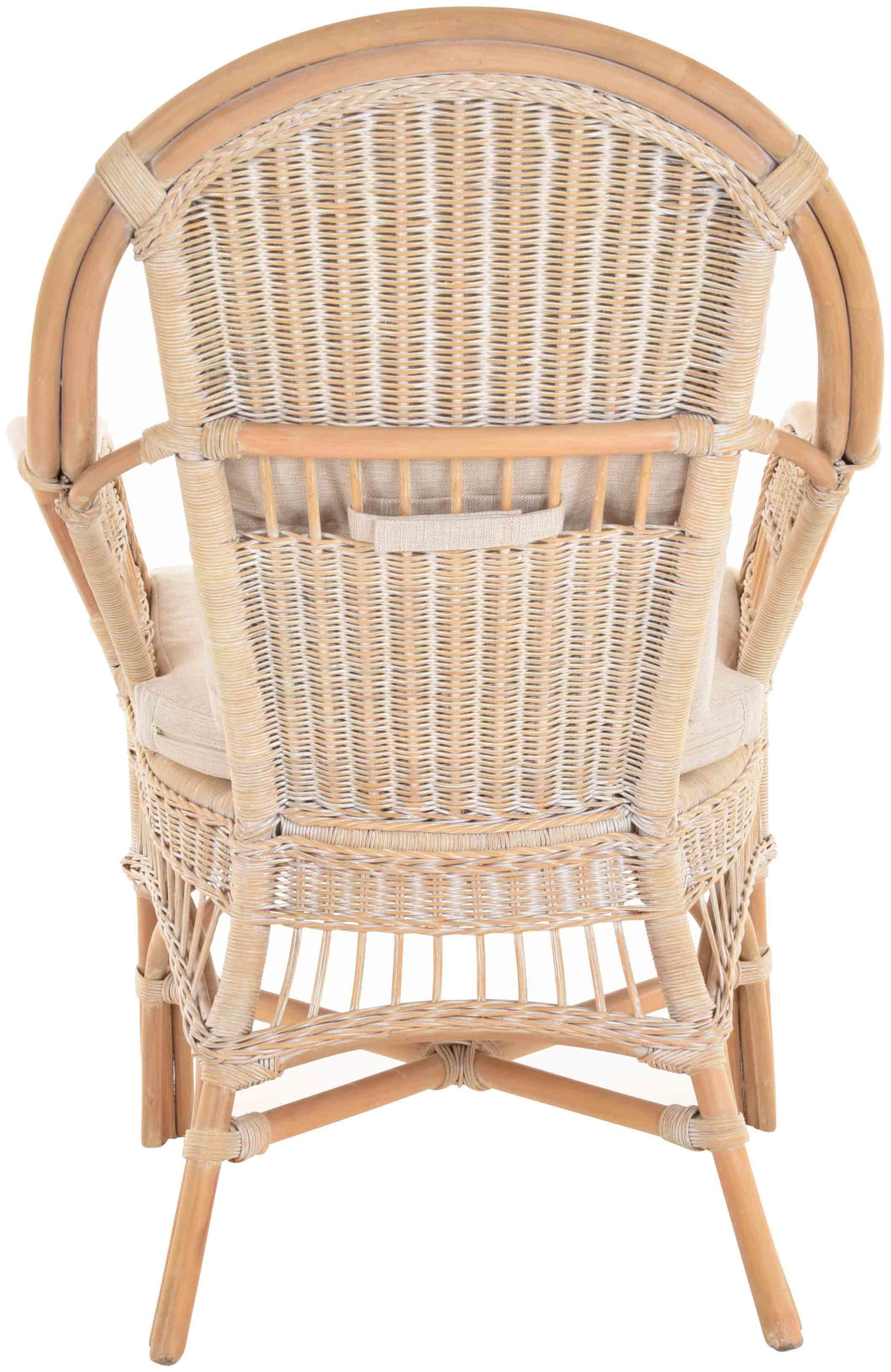 Moderner Korbsessel Finca aus Rattan mit hoher Lehne 2er Set | Vintage Weiß