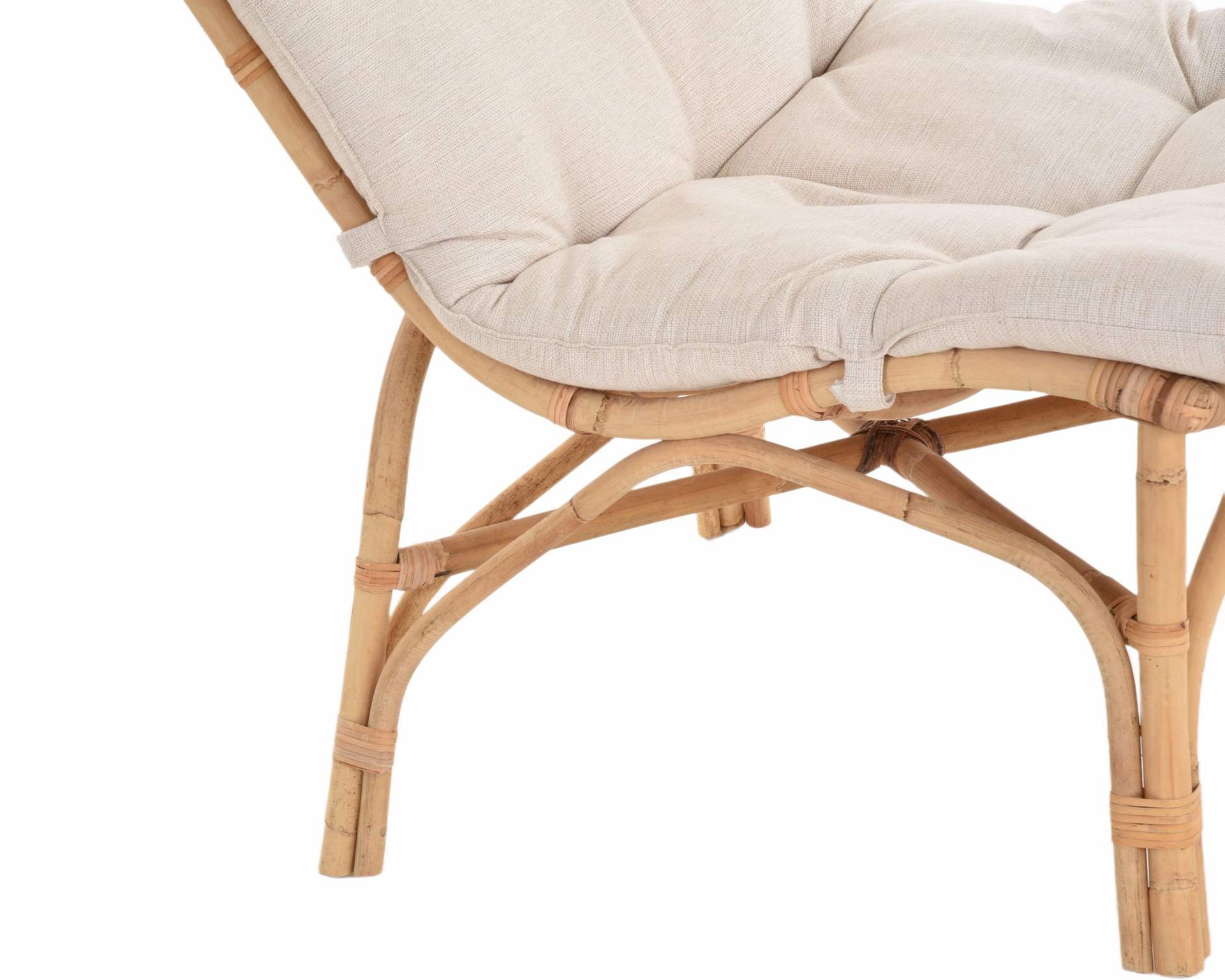 Loungestuhl mit Hocker Pai aus Natur Rattan | Manau