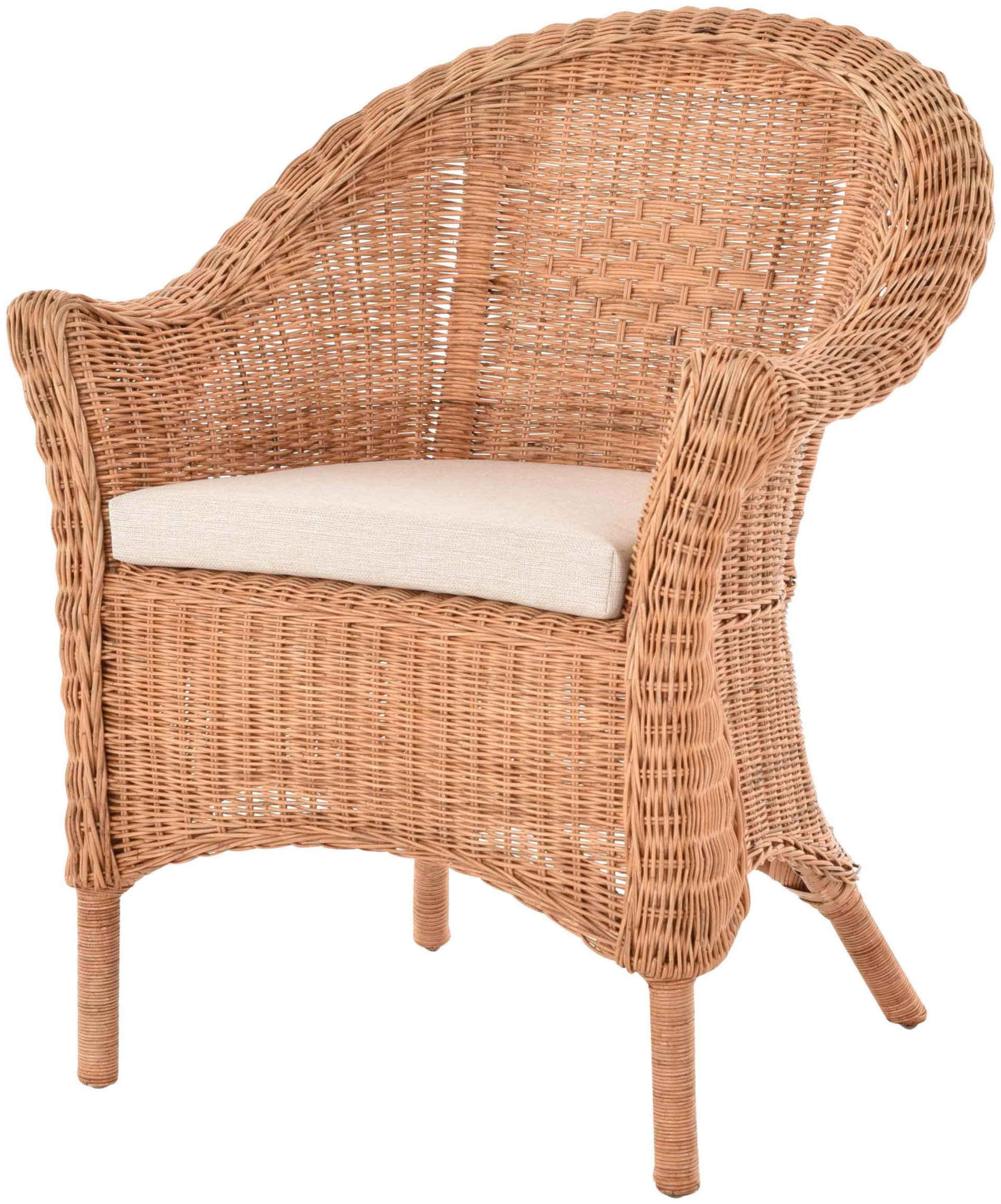 Geflochtener Korbsessel Primavera aus Rattan für Wintergarten & Esszimmer 2er Set | Boondott