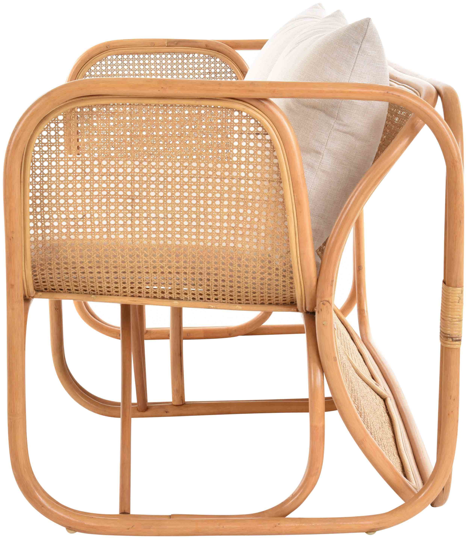 Rattan Wohnzimmerset Lounge Gruppe Natur mit Wiener Geflecht für 4 Personen | Honig