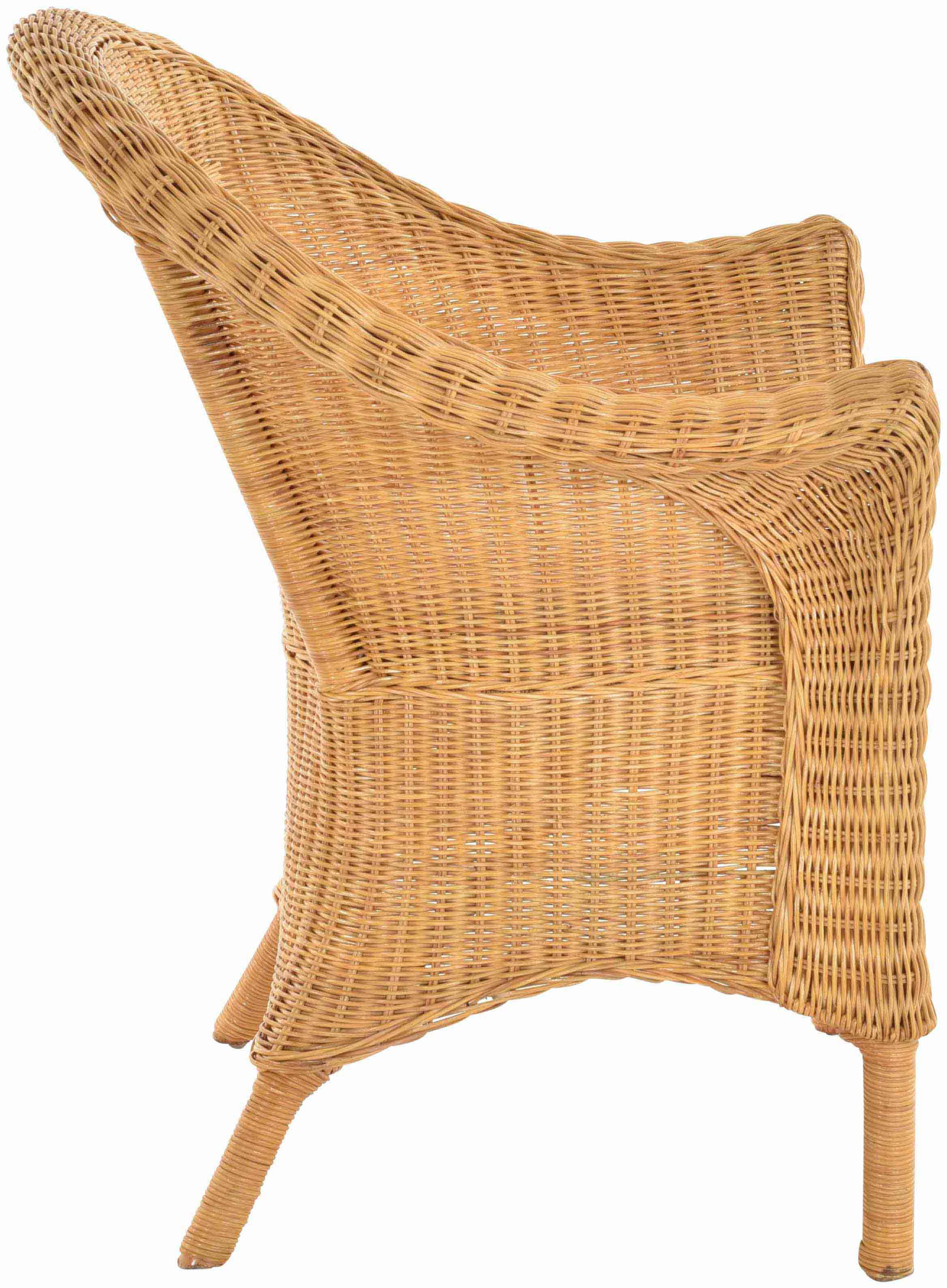 Geflochtener Korbsessel Primavera aus Rattan für Wintergarten & Esszimmer 2er Set | Honig
