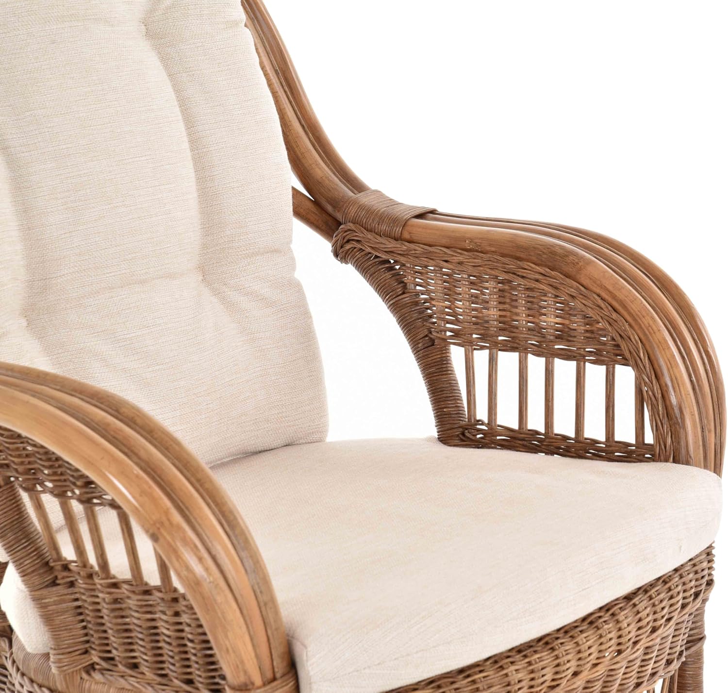 Moderner Korbsessel Finca aus Rattan mit hoher Lehne 2er Set | Hellbraun