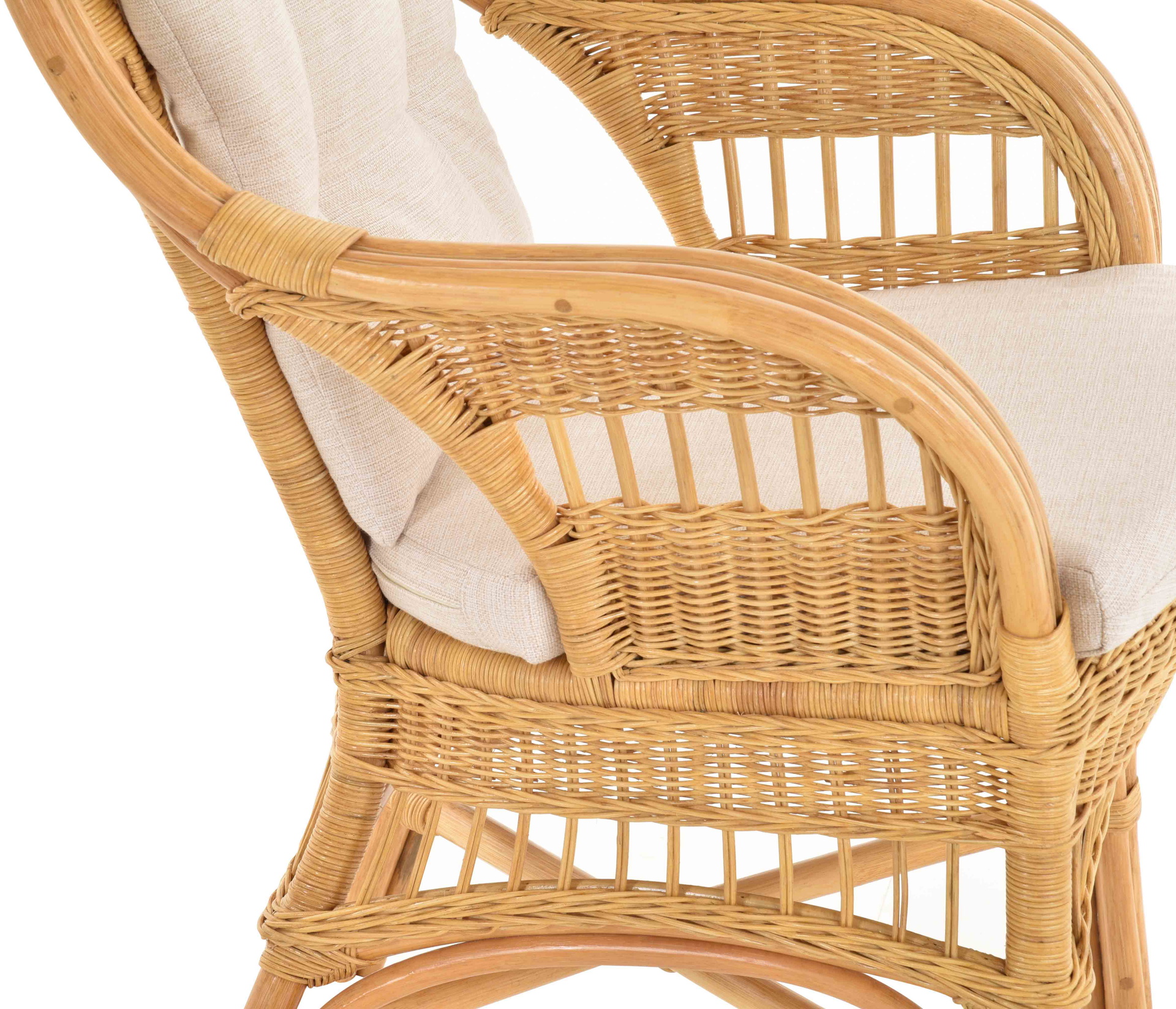 Moderner Korbsessel Finca aus Rattan mit hoher Lehne 2er Set | Honig