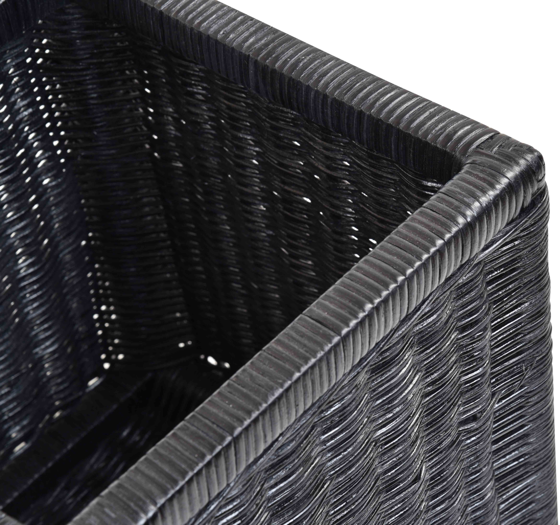 Quadratischer Regal-Korb aus Rattan 2er Set Schwarz