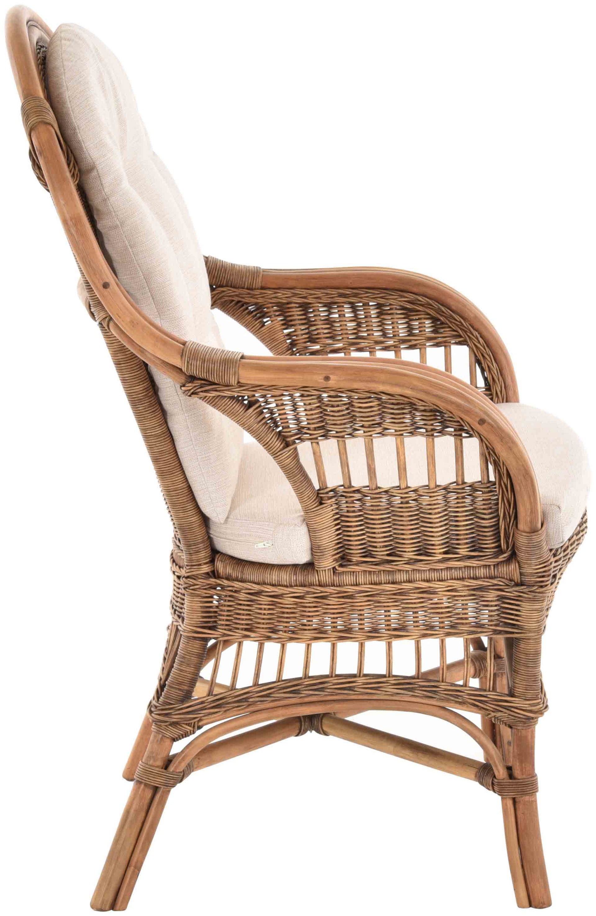 Moderner Korbsessel Finca aus Rattan mit hoher Lehne 2er Set | Vintage Braun