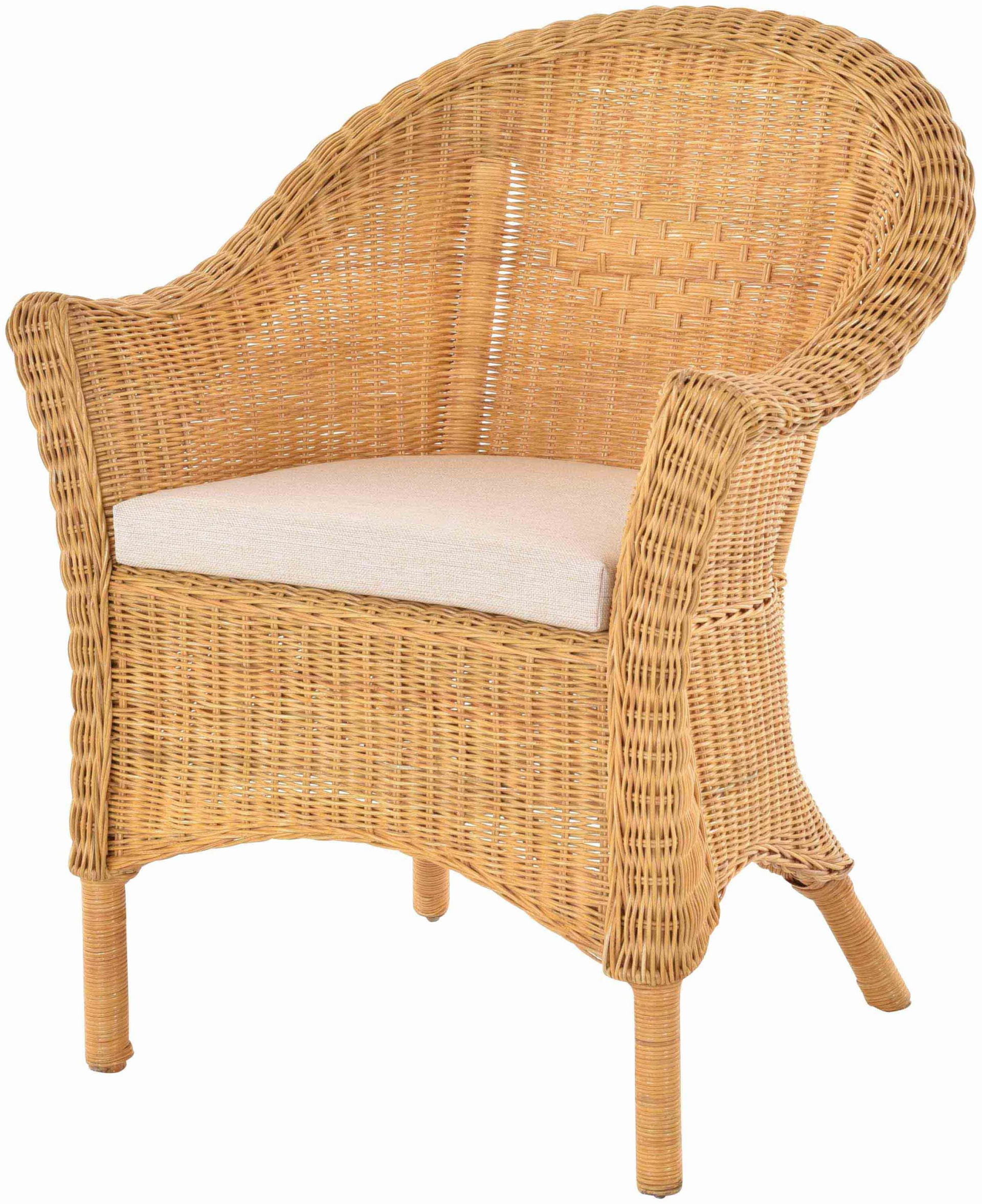 Geflochtener Korbsessel Primavera aus Rattan für Wintergarten & Esszimmer 2er Set | Honig