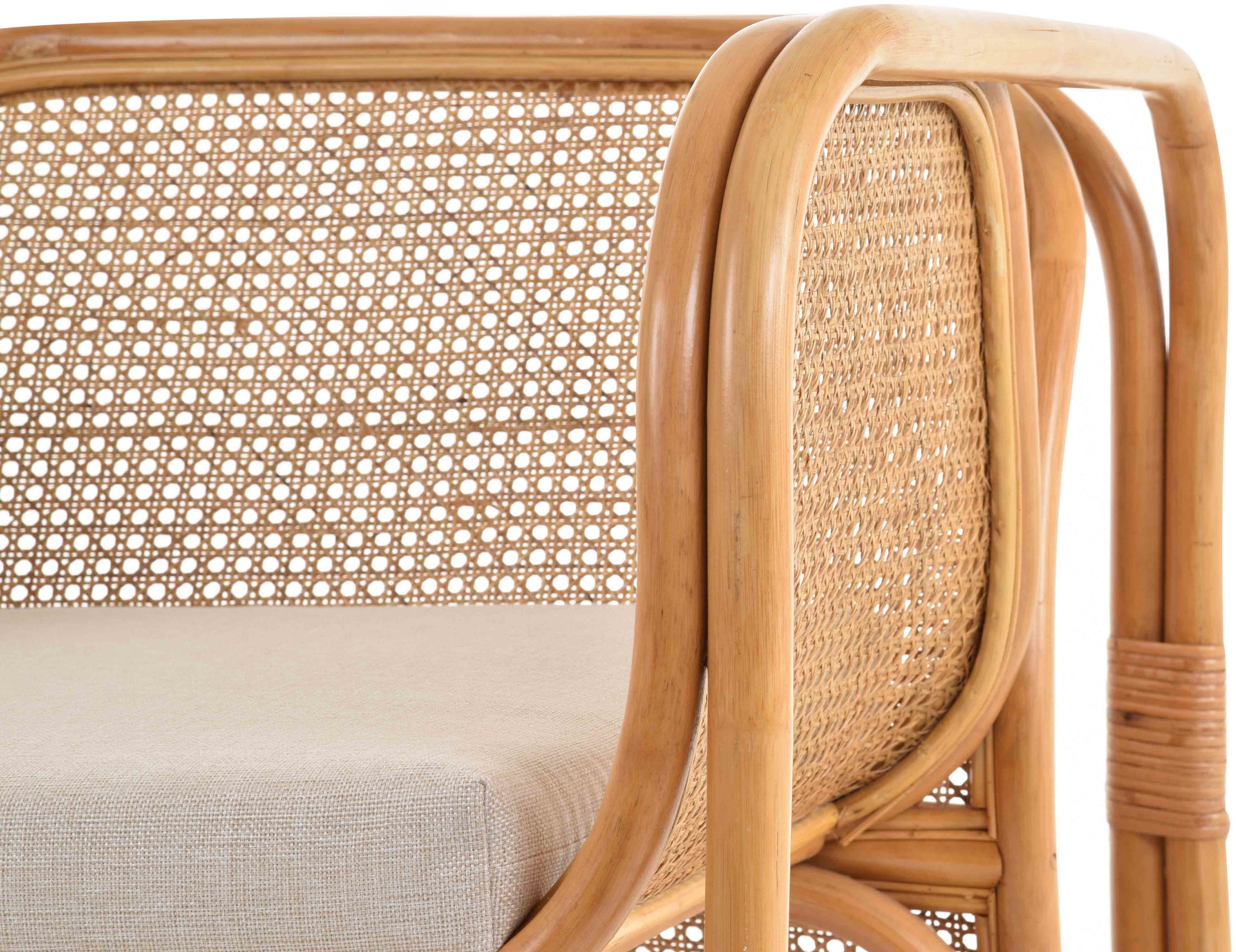 Rattan Wohnzimmerset Lounge Gruppe Natur mit Wiener Geflecht für 4 Personen | Honig