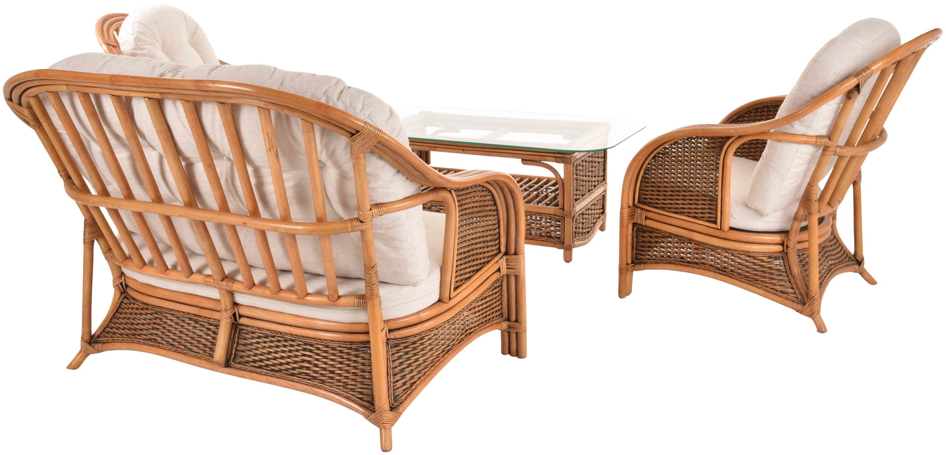 Elegantes Rattanmöbel Set Win für 4 Personen | Vintage Braun