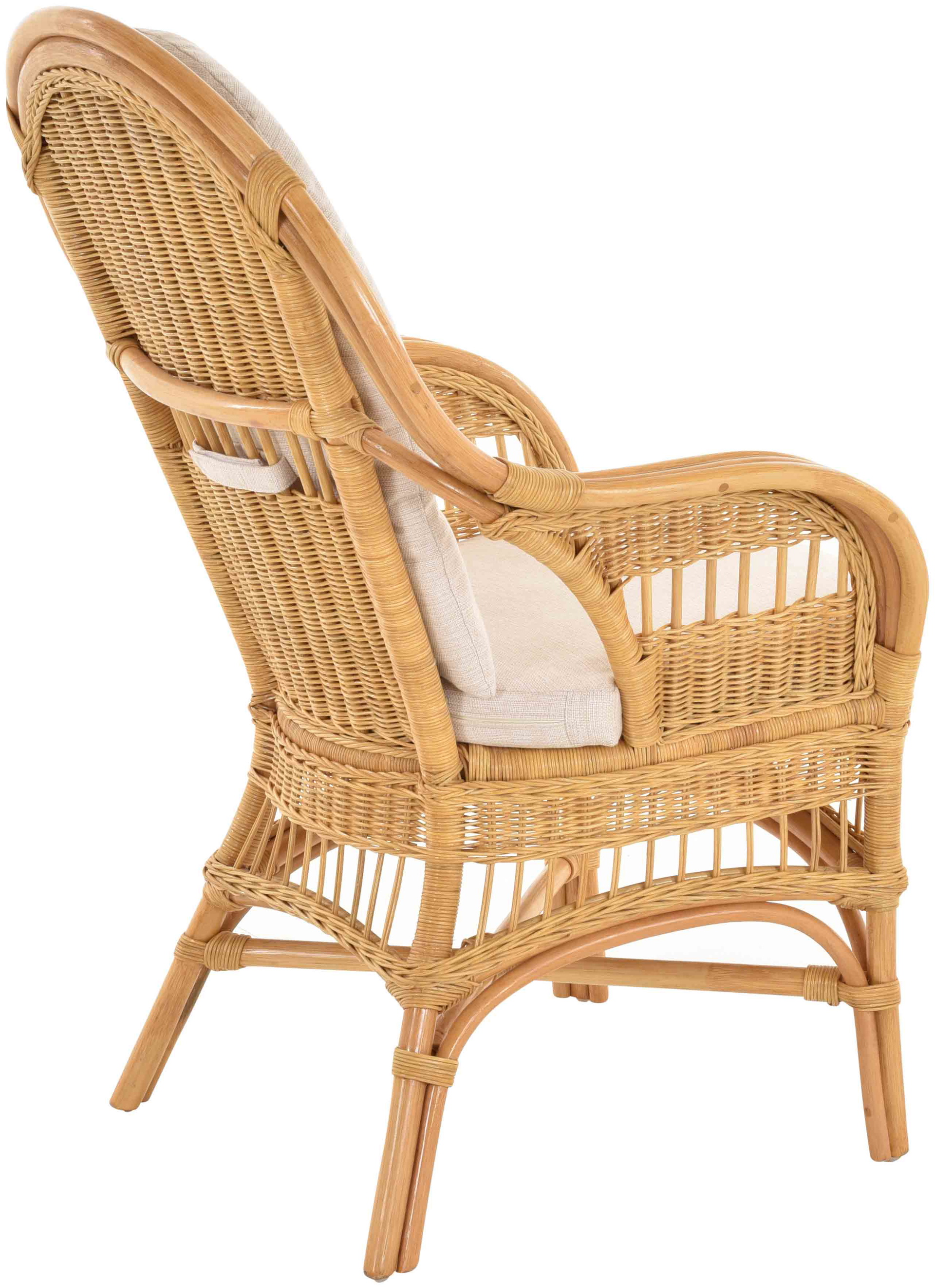 Moderner Korbsessel Finca aus Rattan mit hoher Lehne 2er Set | Honig