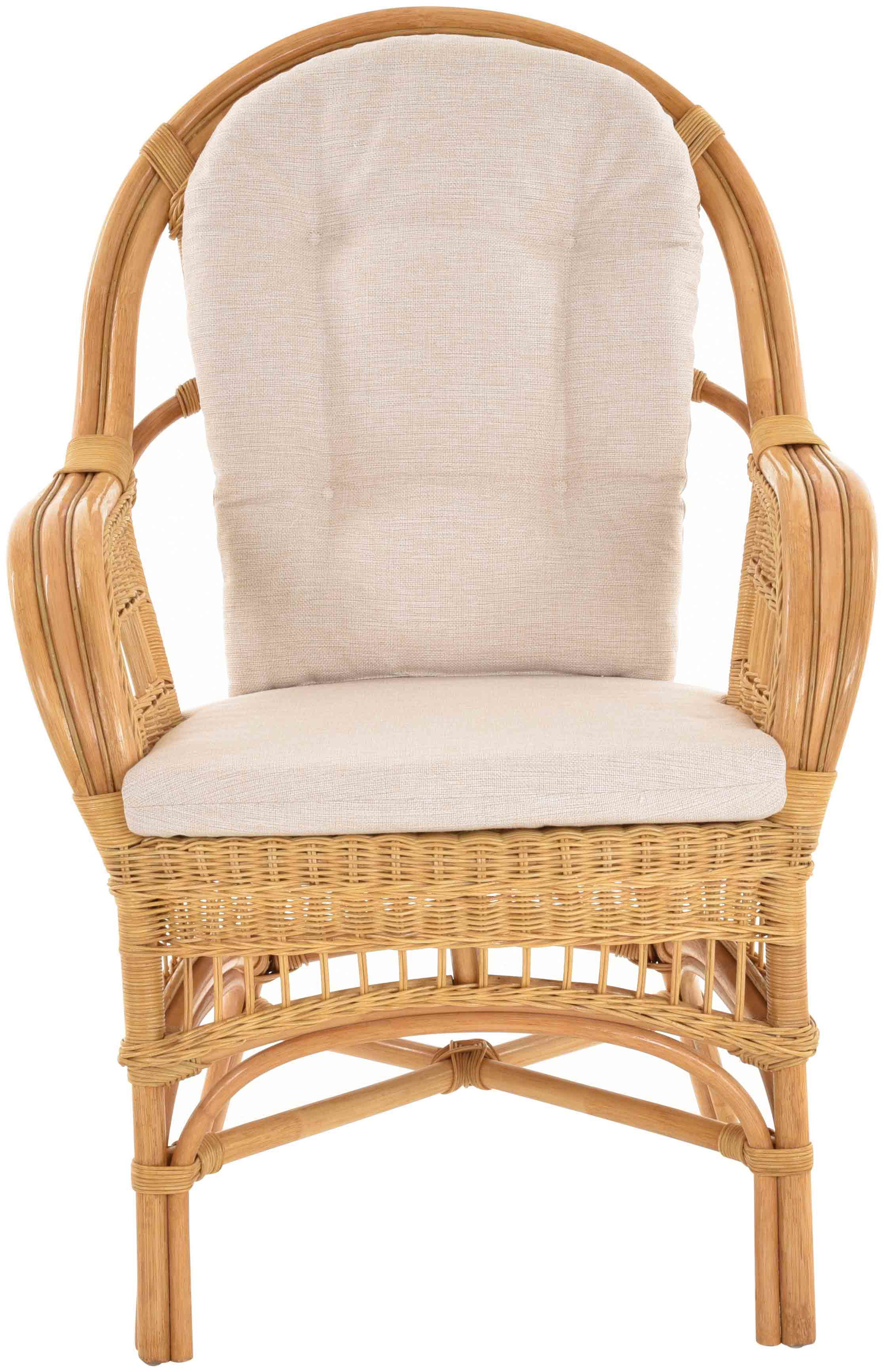 Moderner Korbsessel Finca aus Rattan mit hoher Lehne 2er Set | Honig