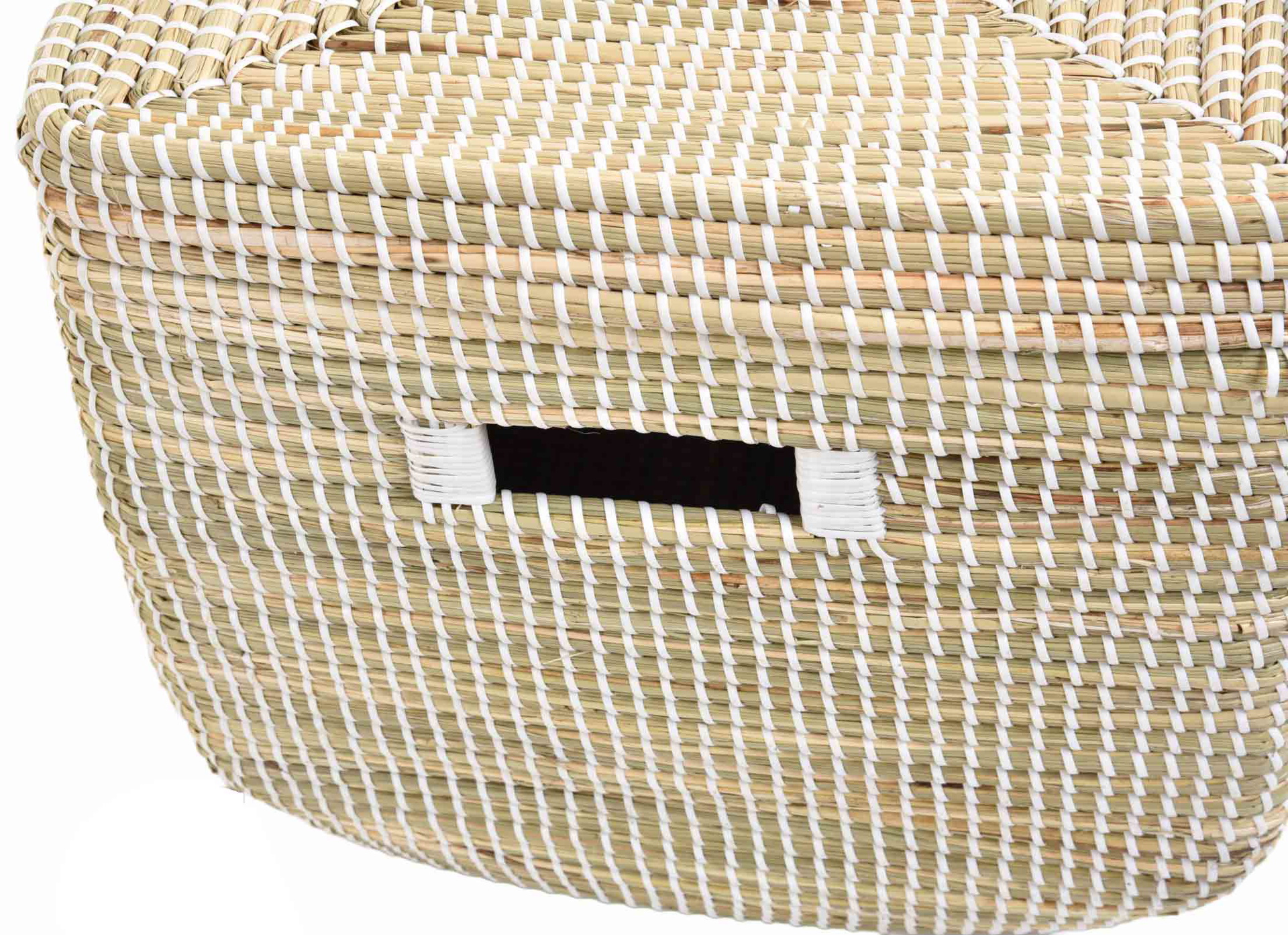 Große Aufbewahrungsbox mit Deckel aus Seegras  66x40x40cm | Natur