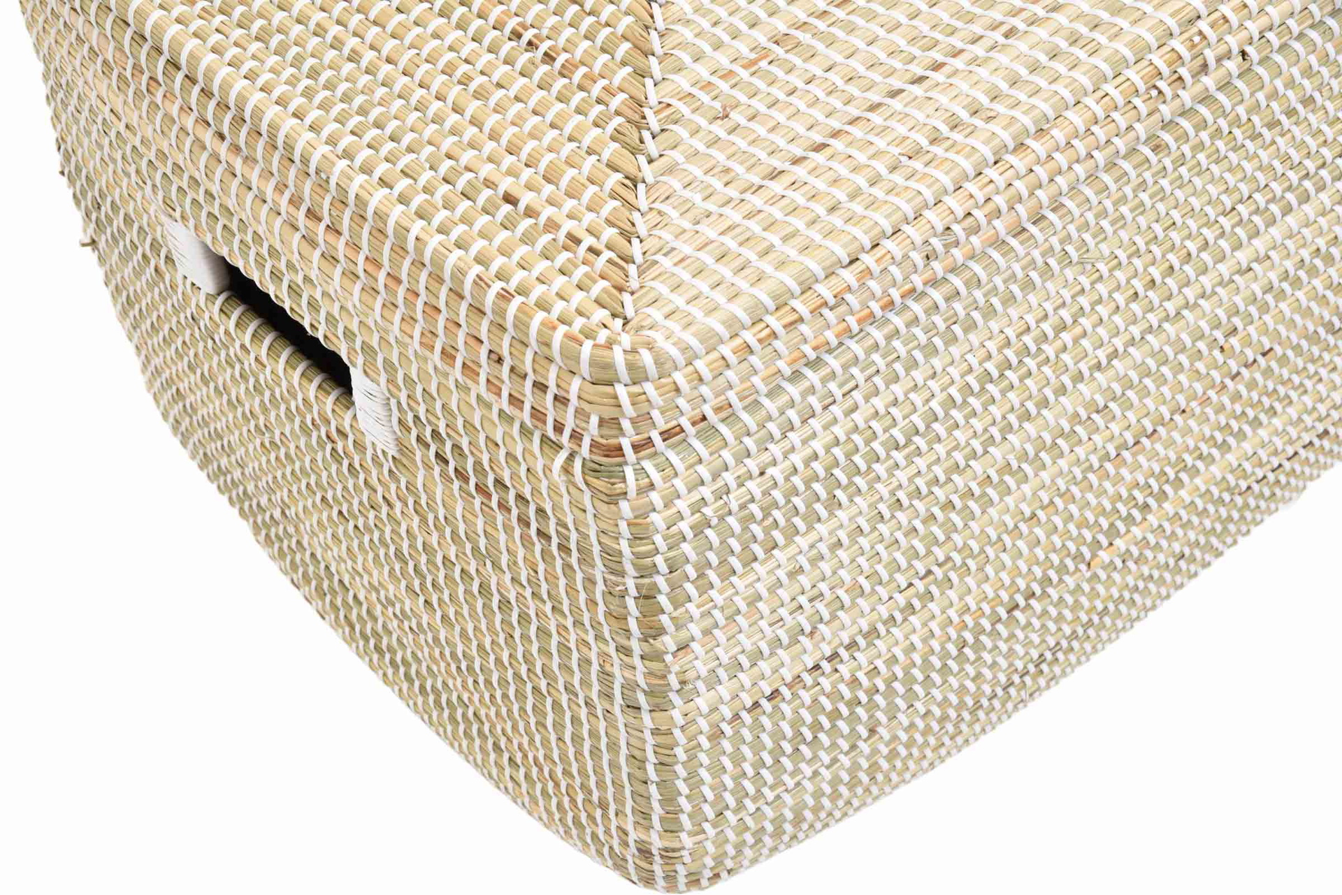 Große Aufbewahrungsbox mit Deckel aus Seegras  66x40x40cm | Natur