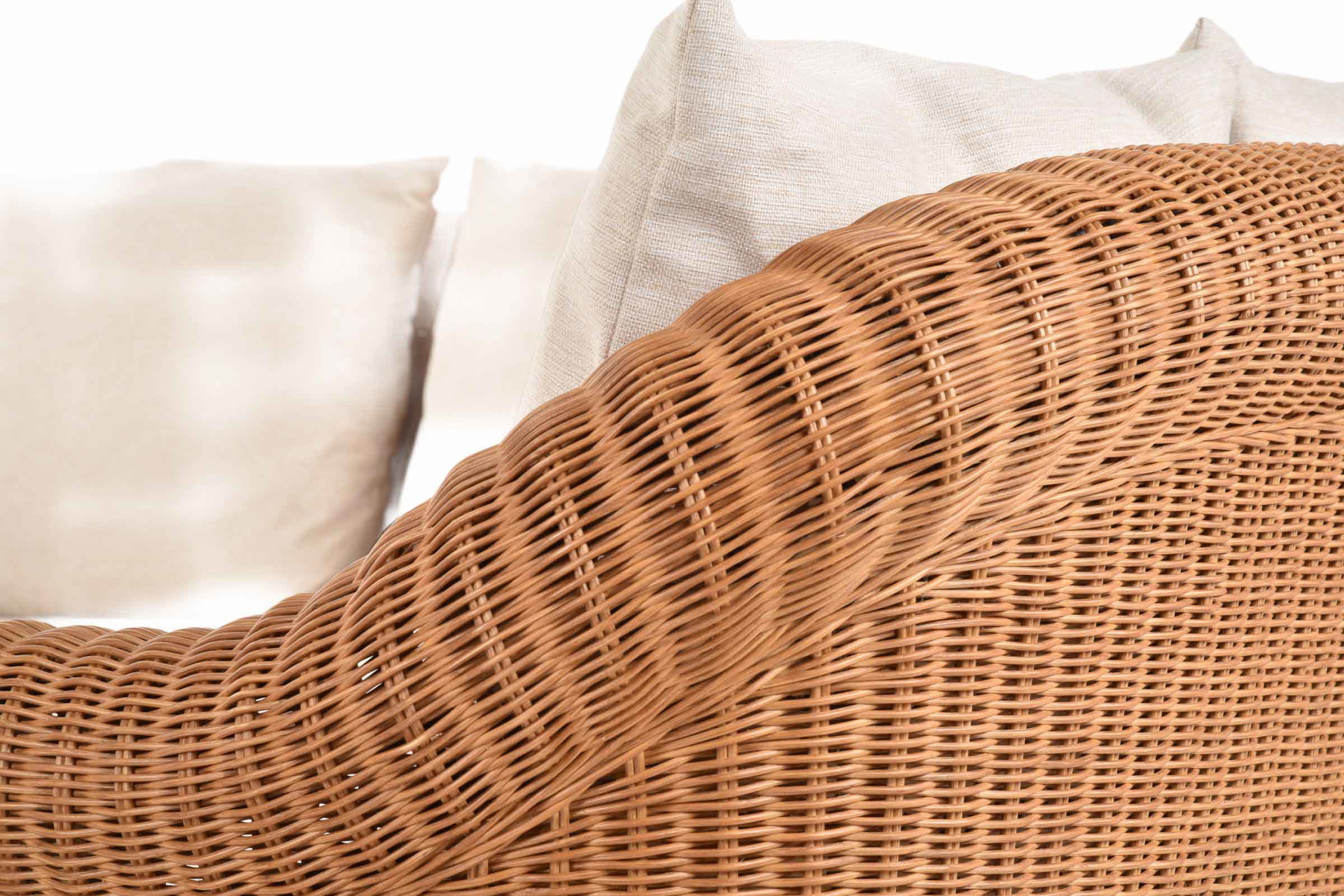 Elegantes Wohnzimmer Ecksofa St.Tropez 235x235cm aus Rattan | Cognac
