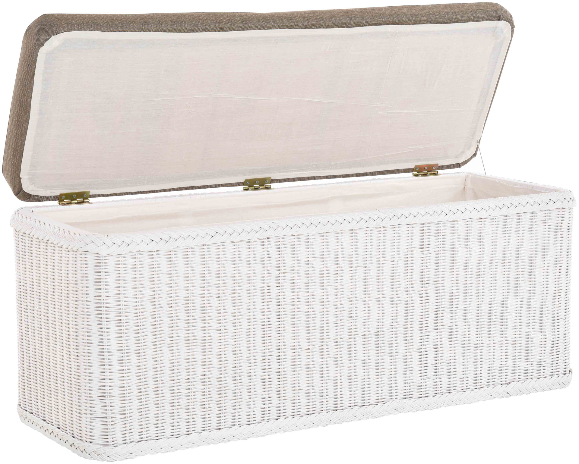Große Rattan Sitztruhe mit Stauraum | Weiss