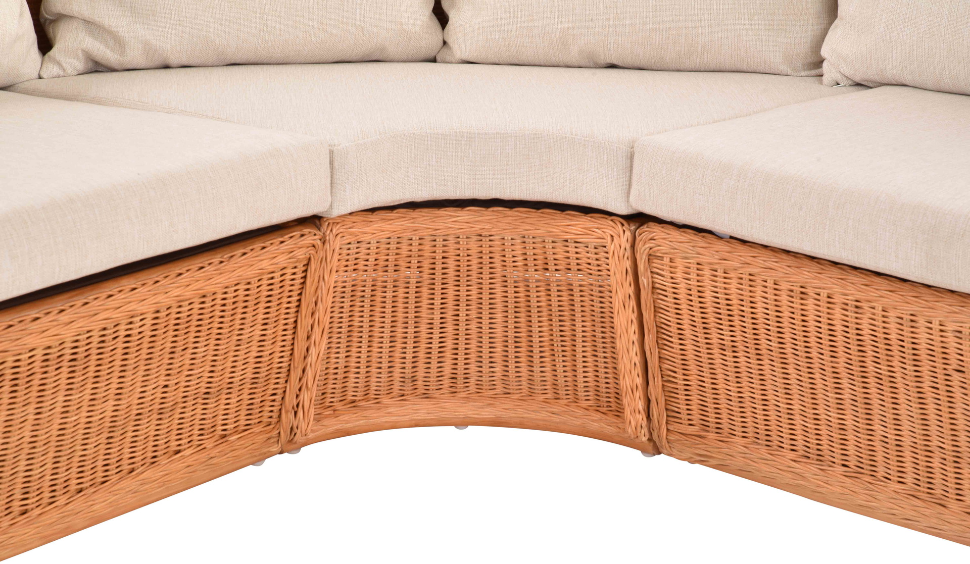 Elegantes Wohnzimmer Ecksofa St.Tropez 290 x 290cm aus Rattan | Terracotta