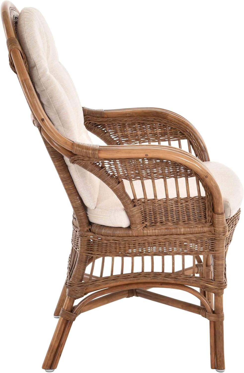 Moderner Korbsessel Finca aus Rattan mit hoher Lehne 2er Set | Hellbraun